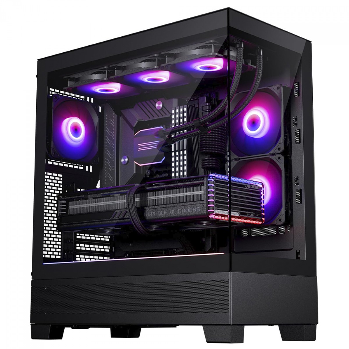 Gabinete Gamer Phanteks XT View, D-RGB, Mid Tower, Vidro Temperado, E-ATX, Preto, Sem Fonte, Com 3 Fans