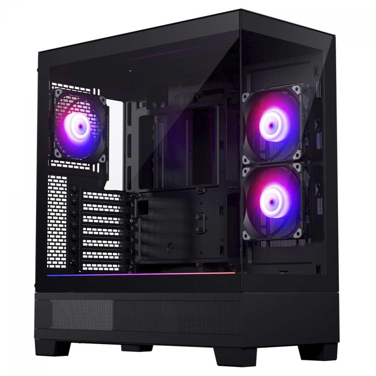 Gabinete Gamer Phanteks XT View, D-RGB, Mid Tower, Vidro Temperado, E-ATX, Preto, Sem Fonte, Com 3 Fans