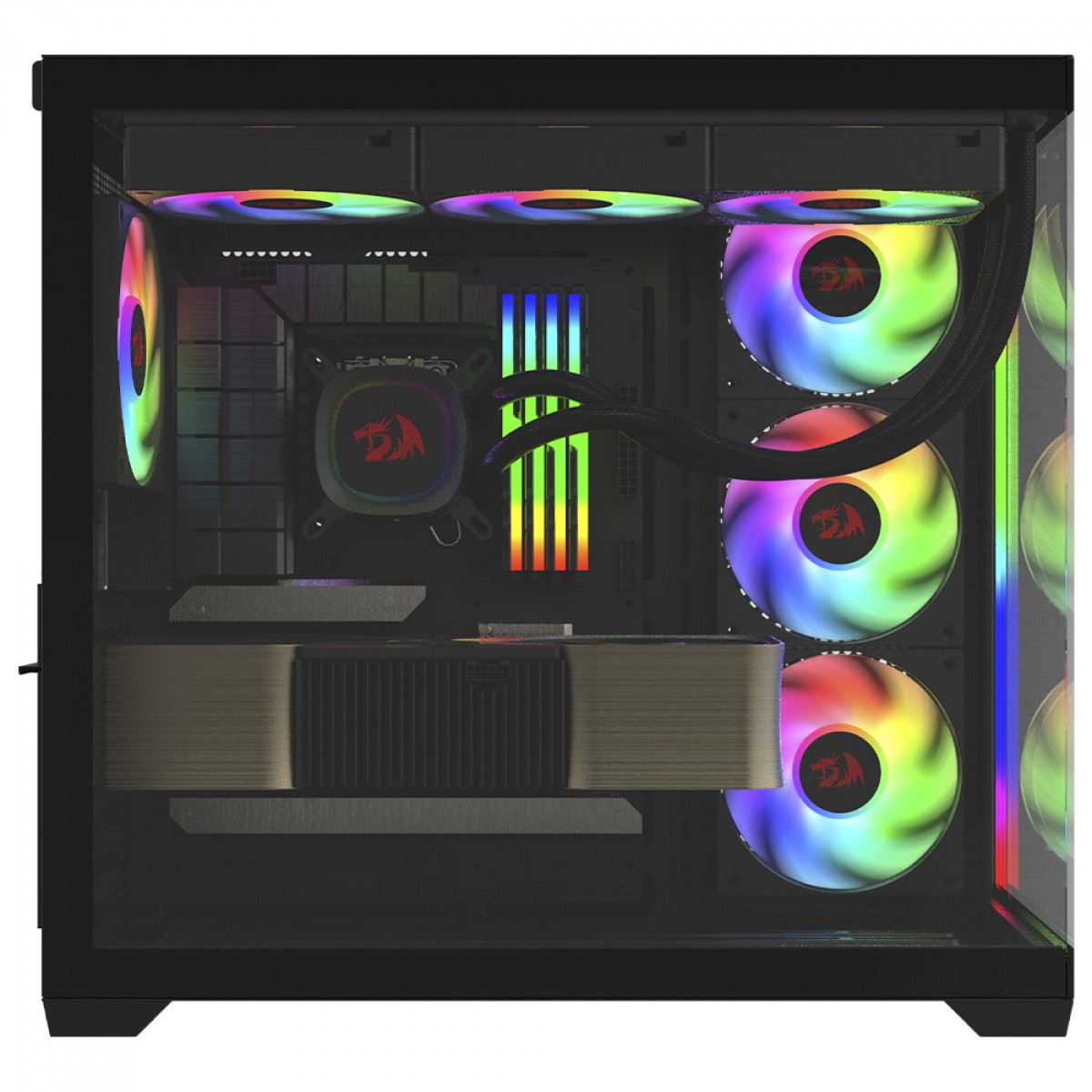 Gabinete Gamer Redragon Tesseract RGB, Mid Tower, Vidro Temperado, ATX, Sem Fan, Preto, CA-614B