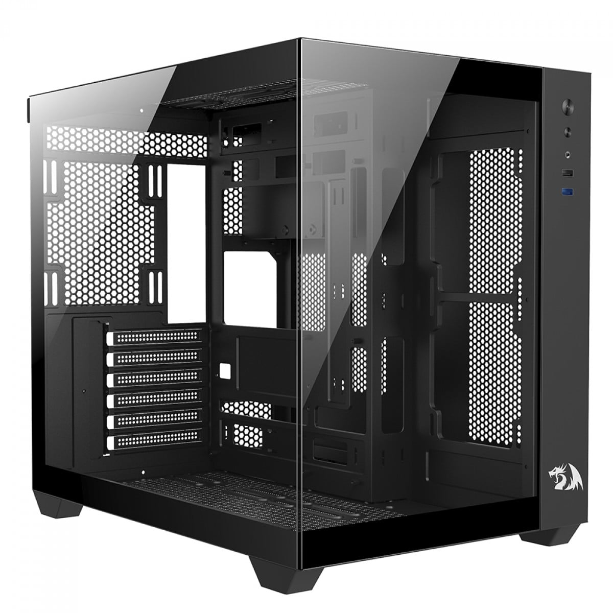 Gabinete Gamer Redragon Wideload Lite, Mid Tower, Vidro Temperado, ATX, Black, Sem Fonte, Sem Fan, CA-604B