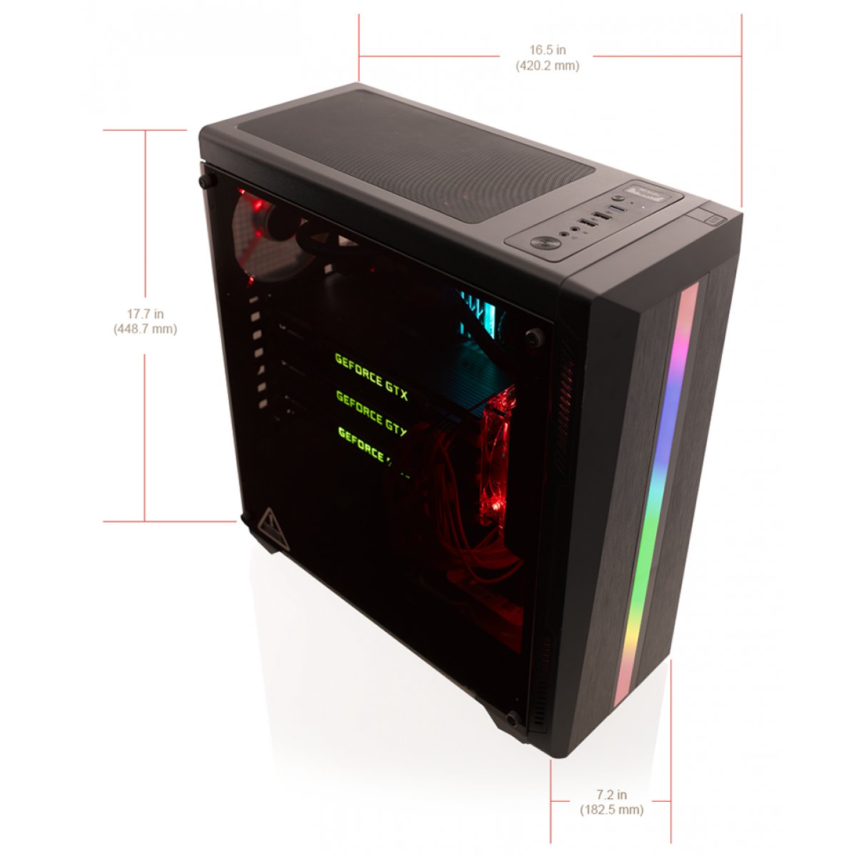 Gabinete Gamer Riotoro, Mid Tower, Vidro Temperado, Black, Sem Fonte, Com 1 Fan, CR-100TG RGB