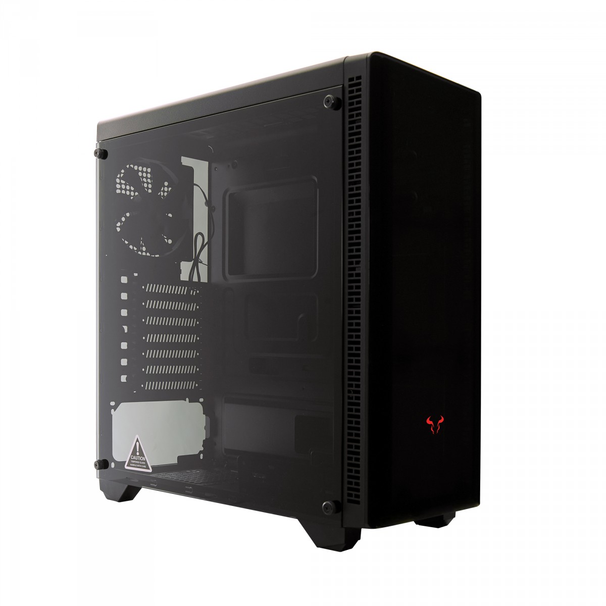 Gabinete Gamer Riotoro CR110TGS RGB, Mid Tower, Vidro Temperado, Black, Sem Fonte, Com 1 Fan
