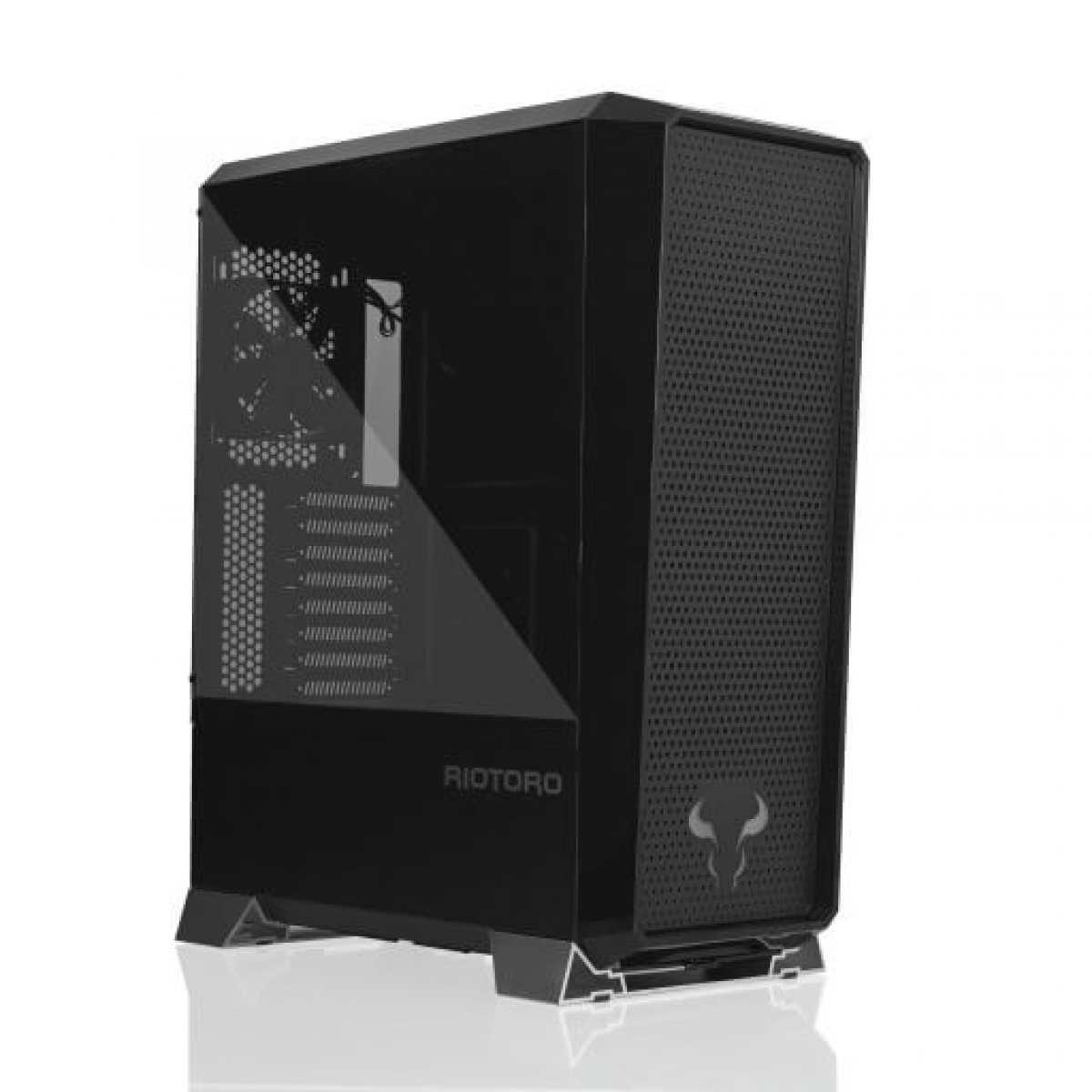 Gabinete Gamer Riotoro Prism, Full Tower, RGB, Lateral em Acrílico, Black, Sem Fonte, Com 2 Fans, CR1280