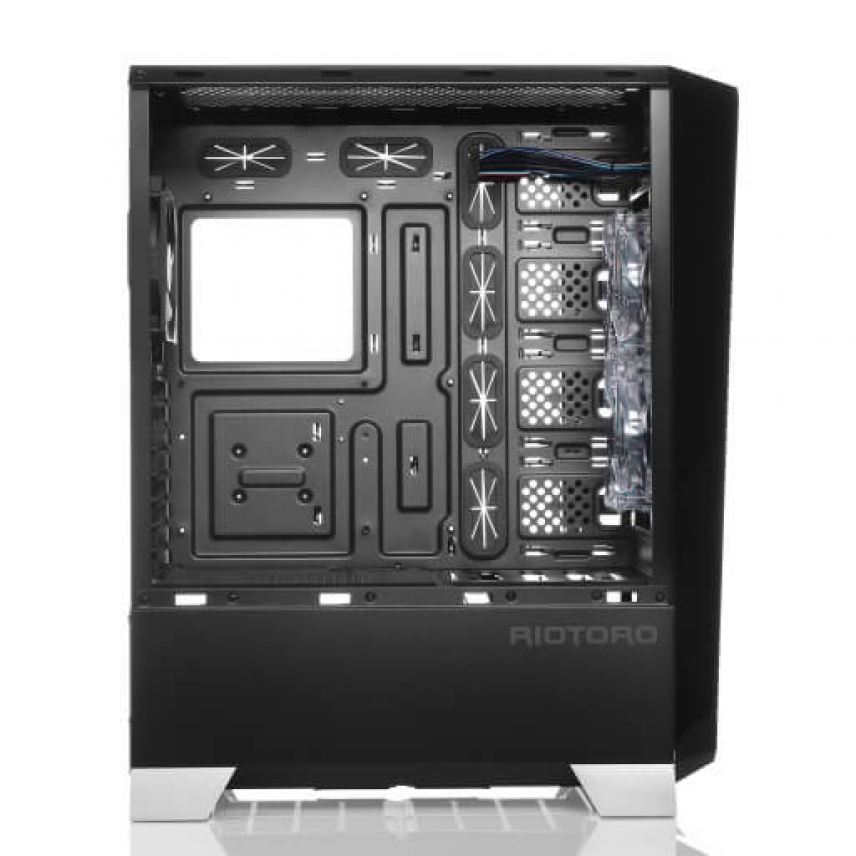 Gabinete Gamer Riotoro Prism, Full Tower, RGB, Lateral em Acrílico, Black, Sem Fonte, Com 2 Fans, CR1280