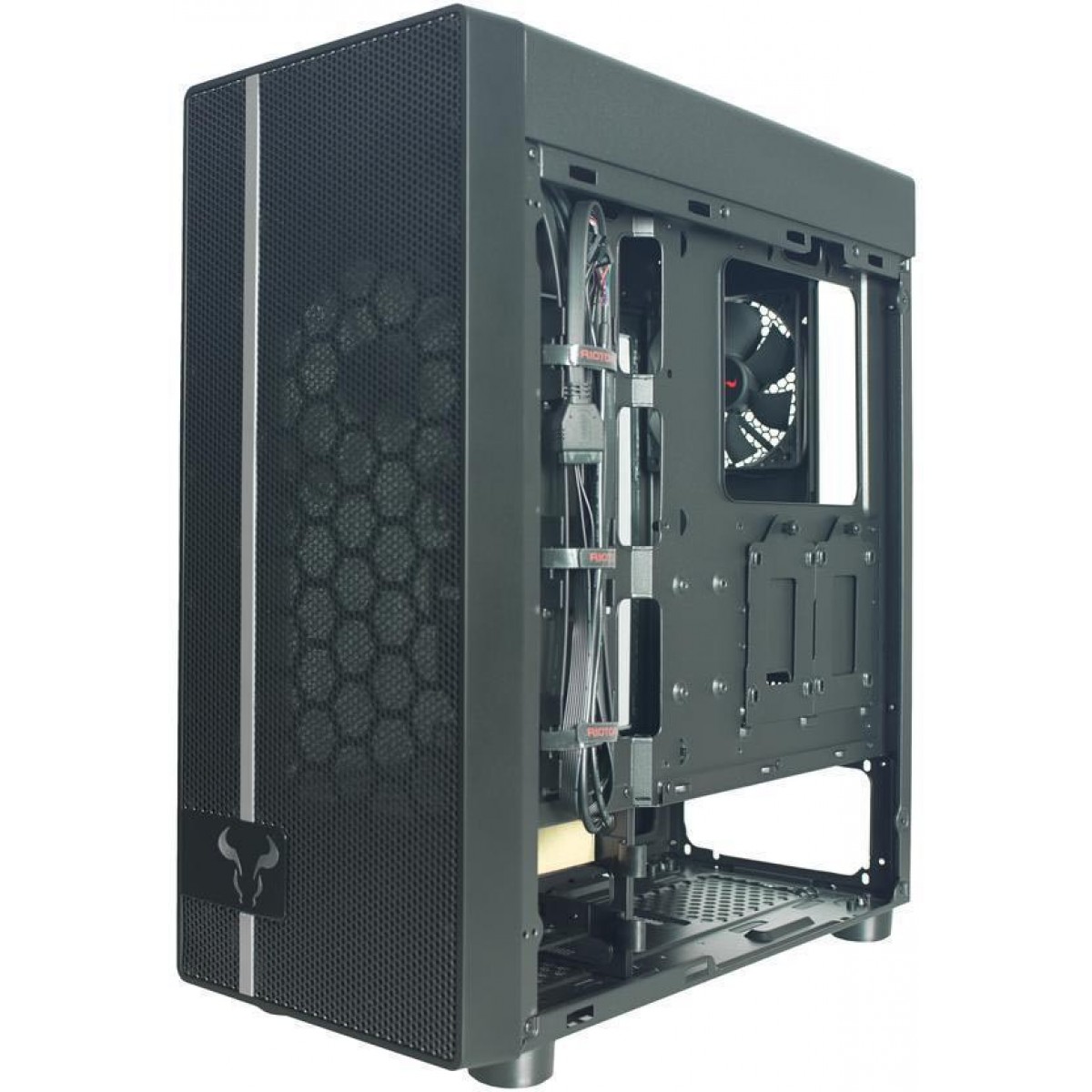 Gabinete Gamer Riotoro CR400, Mid Tower, Black, Sem Fonte, Com 2 Fans