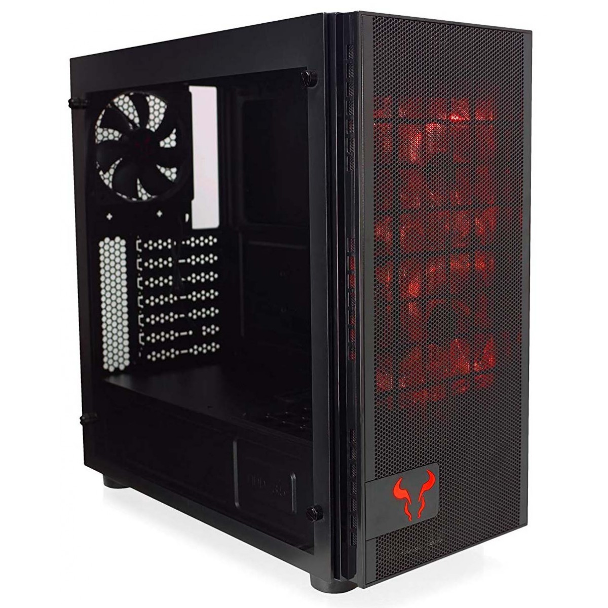 Gabinete Gamer Riotoro CR500, Mid Tower, Vidro Temperado, Black, Sem Fonte, Com 3 Fans