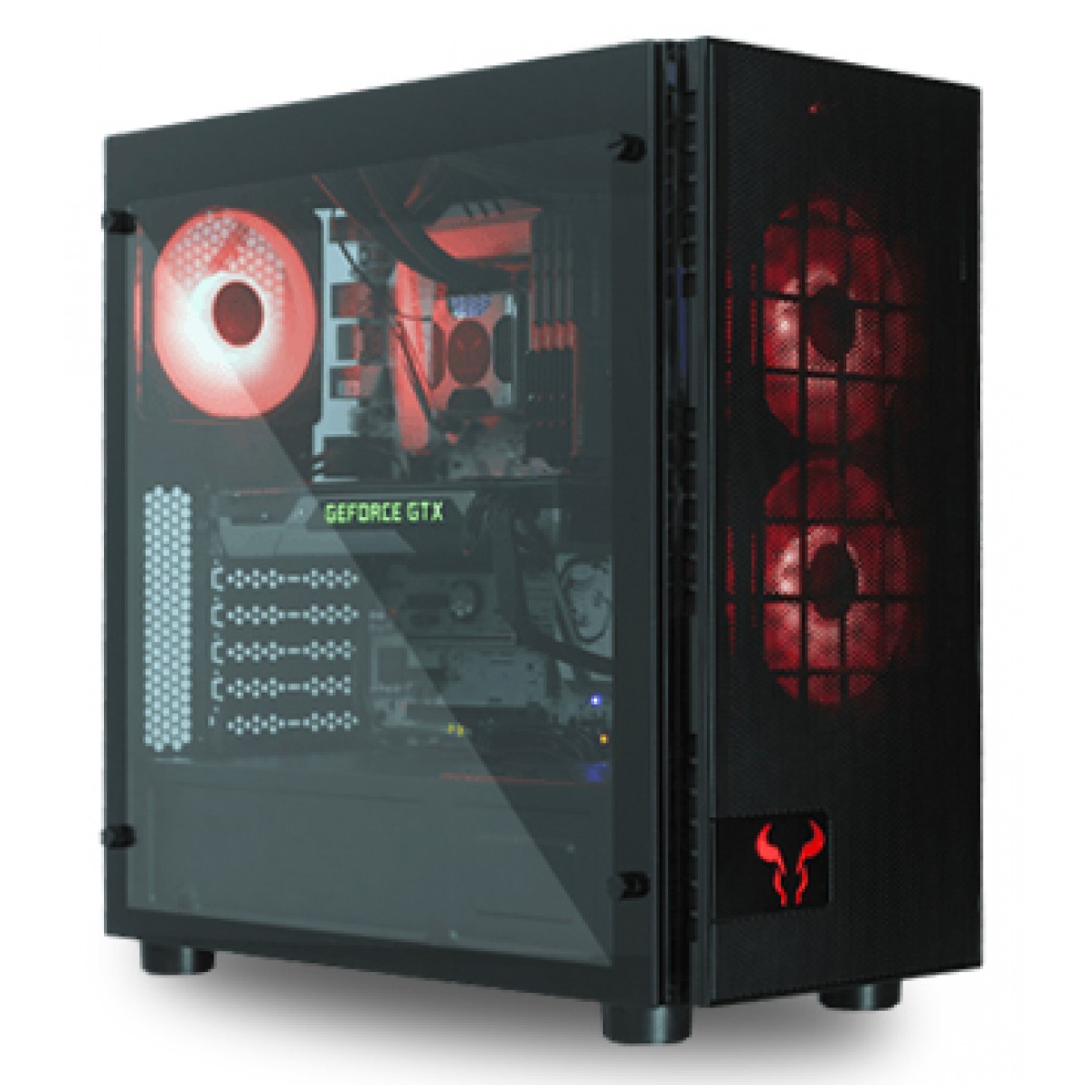 Gabinete Gamer Riotoro CR500, Mid Tower, Vidro Temperado, Black, Sem Fonte, Com 3 Fans