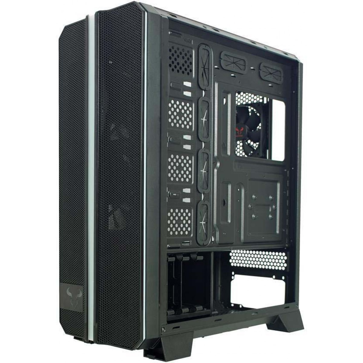 Gabinete Gamer Riotoro, Prism RGB, Full Tower, Black, Lateral em Acrílico, Sem Fonte, Com 3 Fans