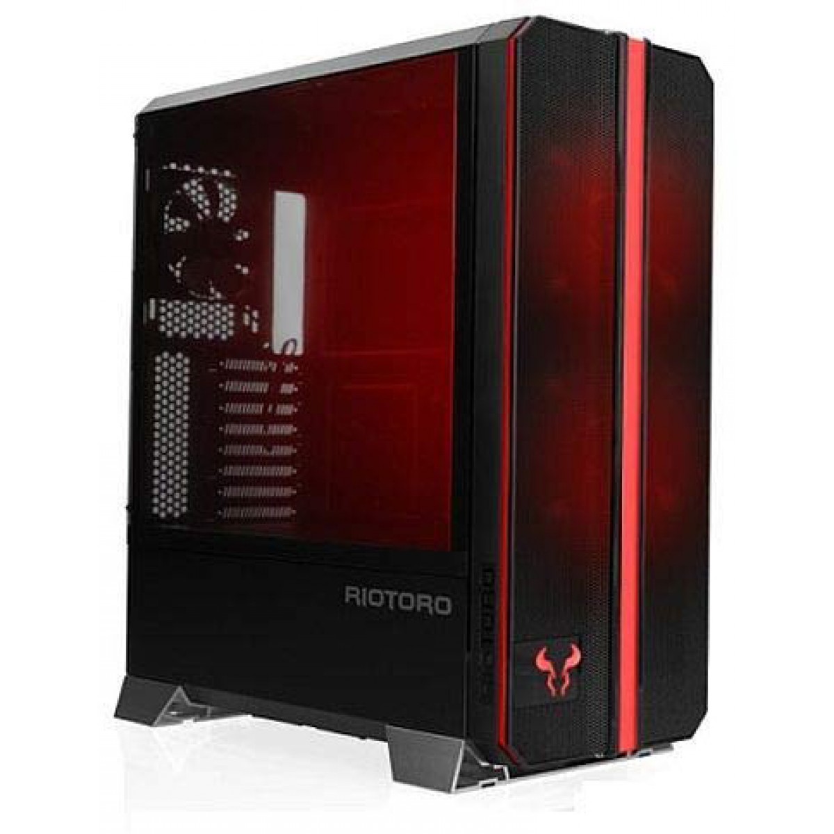 Gabinete Gamer Riotoro, Prism RGB, Full Tower, Black, Lateral em Acrílico, Sem Fonte, Com 3 Fans