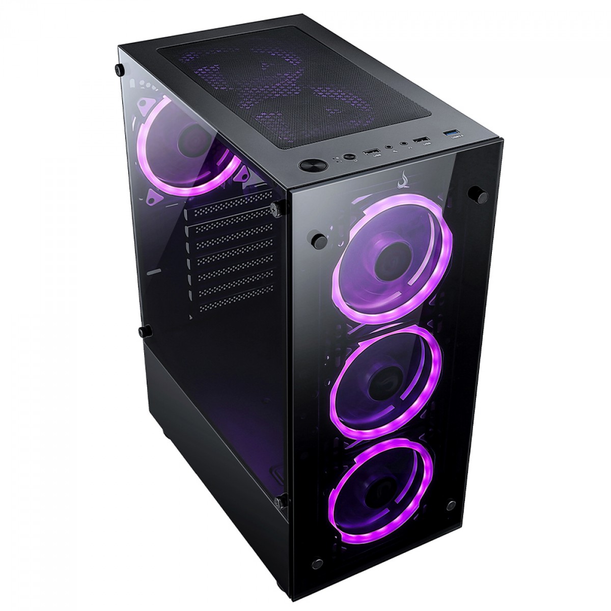 Gabinete Gamer Rise Mode Glass 06X Black, Mid Tower, Vidro Temperado, ATX, Sem Fonte, Sem Fan, Preto, RM-CA-06X-FB