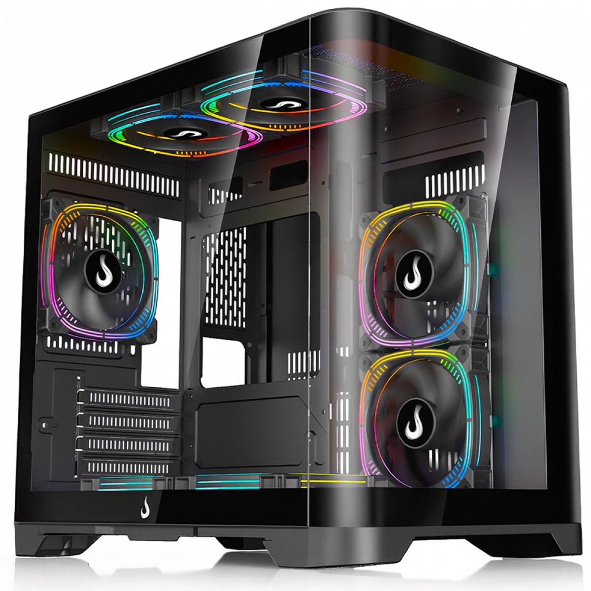 Gabinete Gamer Rise Mode Galaxy Curved, Mid Tower, Vidro Temperado, mATX, Sem Fonte, Sem Fan, Preto, RM-GA-GC-FB