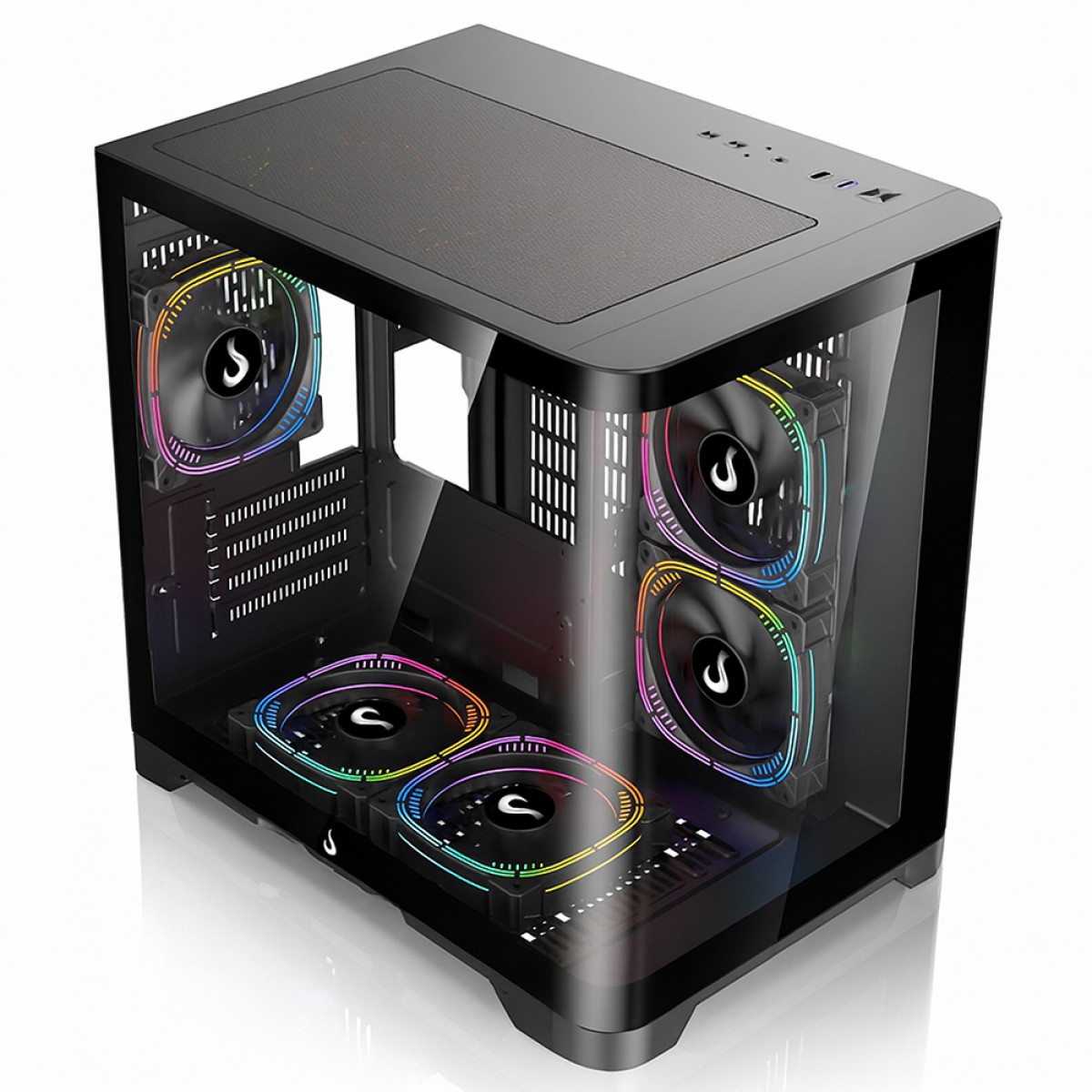Gabinete Gamer Rise Mode Galaxy Curved, Mid Tower, Vidro Temperado, mATX, Sem Fonte, Sem Fan, Preto, RM-GA-GC-FB