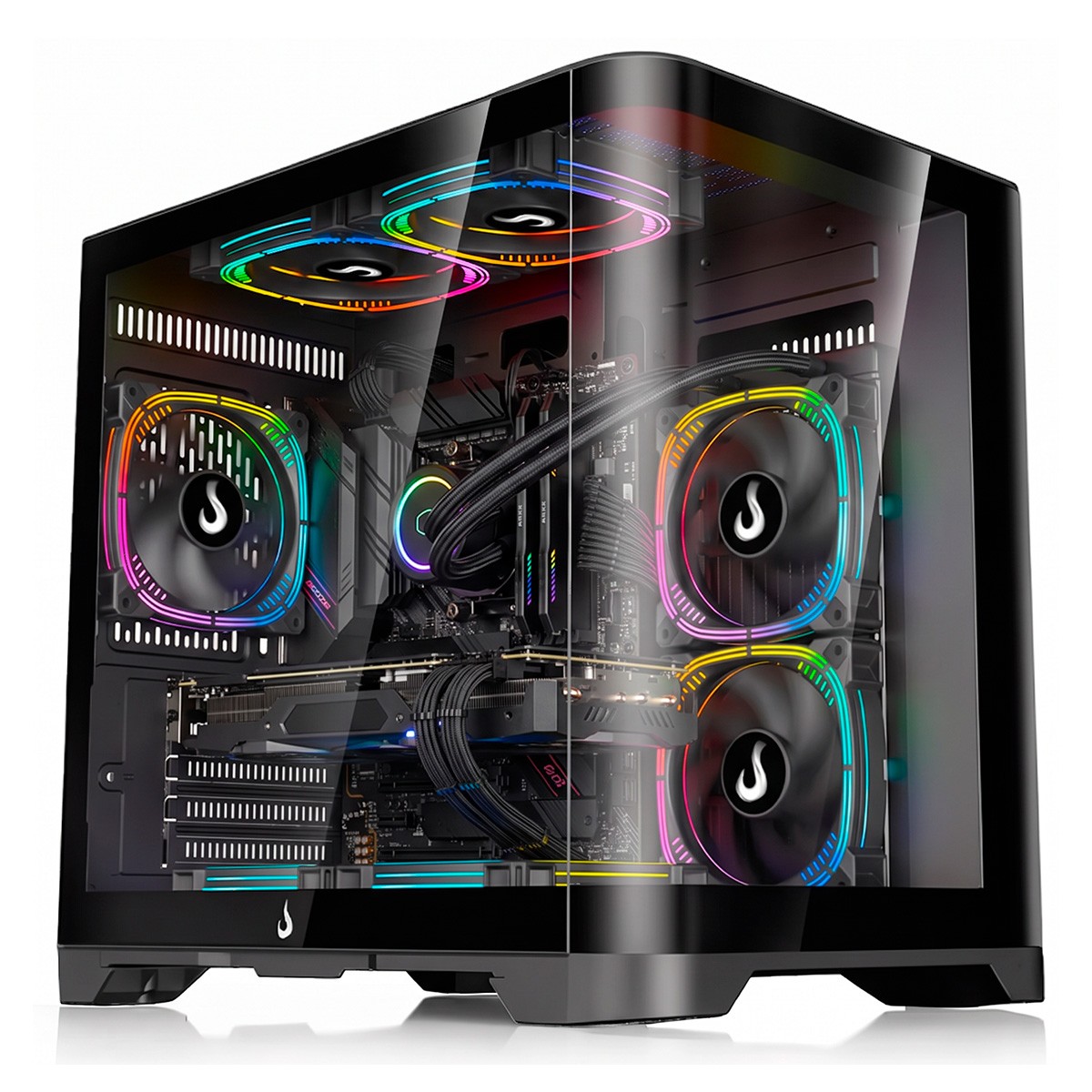 Gabinete Gamer Rise Mode Galaxy Curved, Mid Tower, Vidro Temperado, mATX, Sem Fonte, Sem Fan, Preto, RM-GA-GC-FB