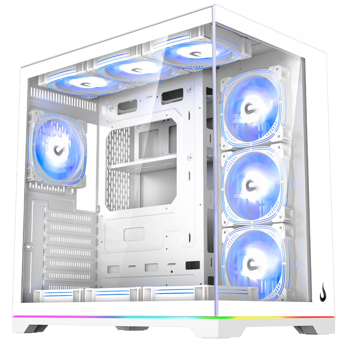 Gabinete Gamer Rise Mode Galaxy Glass Standard V2 Led ARGB, Mid Tower, Vidro Temperado, ATX, Sem Fonte, Com 10 Fans, Branco, RM-GA-GGSW2L-ARGB