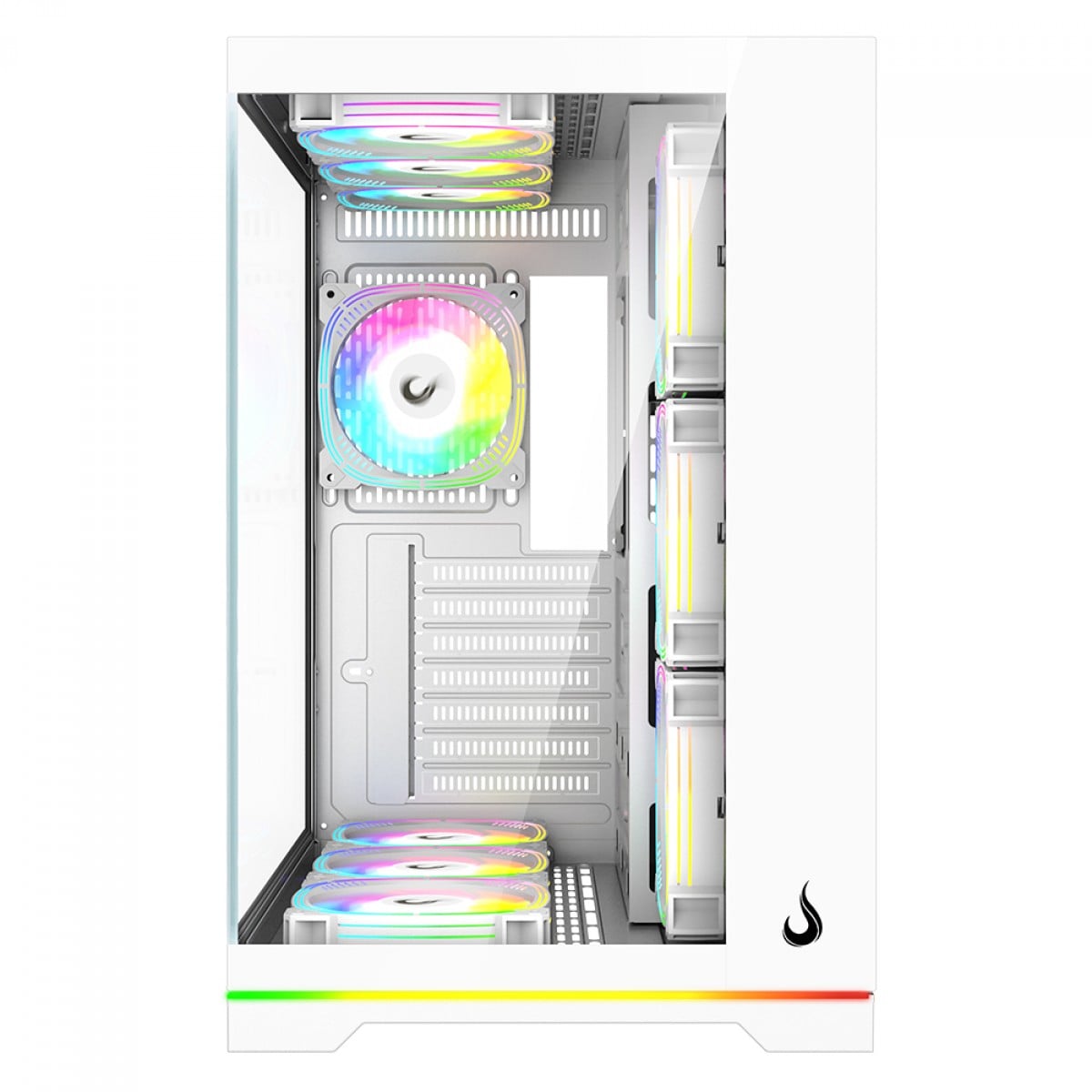 Gabinete Gamer Rise Mode Galaxy Glass Standard V2 Led ARGB, Mid Tower, Vidro Temperado, ATX, Sem Fonte, Com 10 Fans, Branco, RM-GA-GGSW2L-ARGB