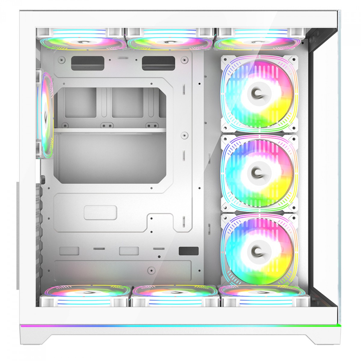 Gabinete Gamer Rise Mode Galaxy Glass Standard V2 Led ARGB, Mid Tower, Vidro Temperado, ATX, Sem Fonte, Com 10 Fans, Branco, RM-GA-GGSW2L-ARGB