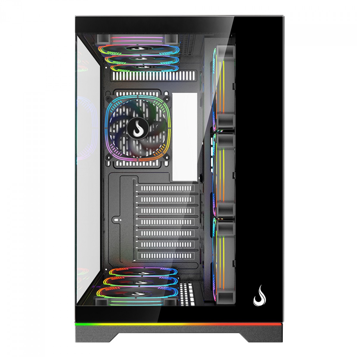 Gabinete Gamer Rise Mode Galaxy Glass Standard V2 Led ARGB, Mid Tower, Vidro Temperado, ATX, Sem Fonte, Com 10 Fans, Preto, RM-GA-GGSB2L-ARGB