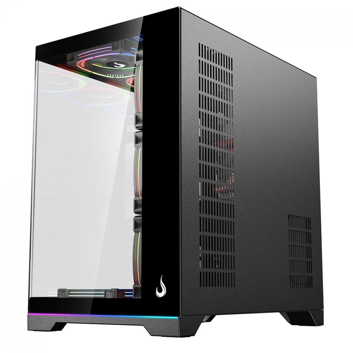 Gabinete Gamer Rise Mode Galaxy Glass Standard V2 Led ARGB, Mid Tower, Vidro Temperado, ATX, Sem Fonte, Com 10 Fans, Preto, RM-GA-GGSB2L-ARGB