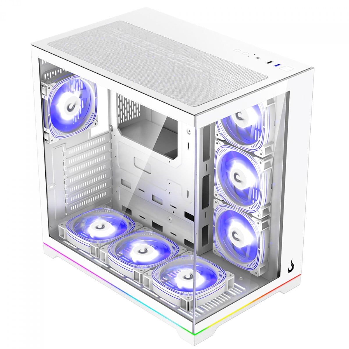 Gabinete Gamer Rise Mode Galaxy Glass Standard V2 Led ARGB, Mid Tower, Vidro Temperado, ATX, Sem Fonte, Sem Fan, Branco, RM-GA-GGST2L-FW