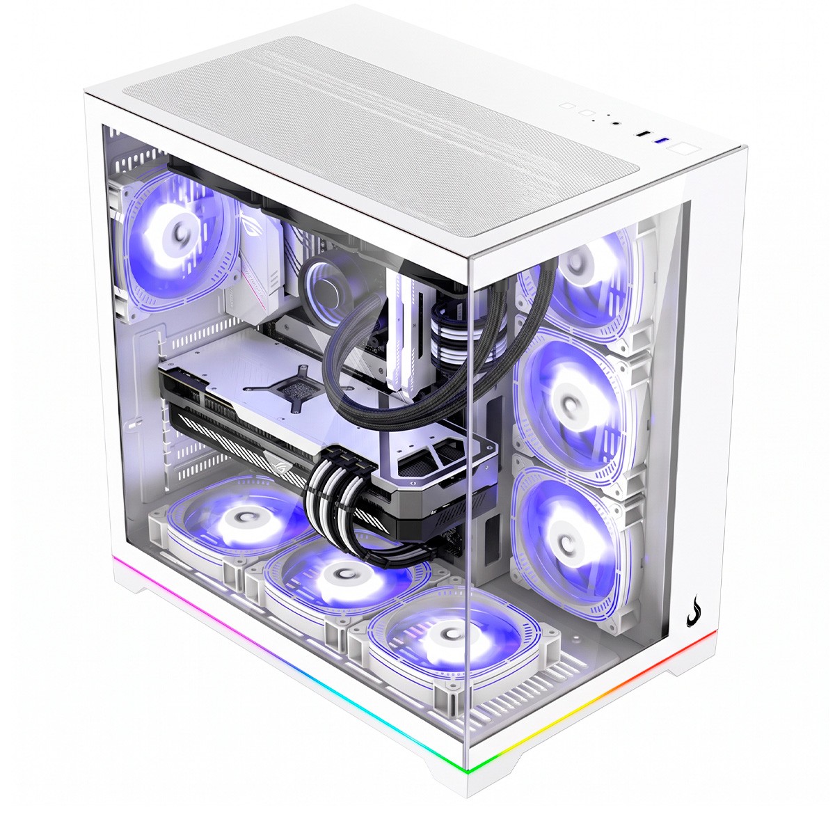 Gabinete Gamer Rise Mode Galaxy Glass Standard V2 Led ARGB, Mid Tower, Vidro Temperado, ATX, Sem Fonte, Sem Fan, Branco, RM-GA-GGST2L-FW