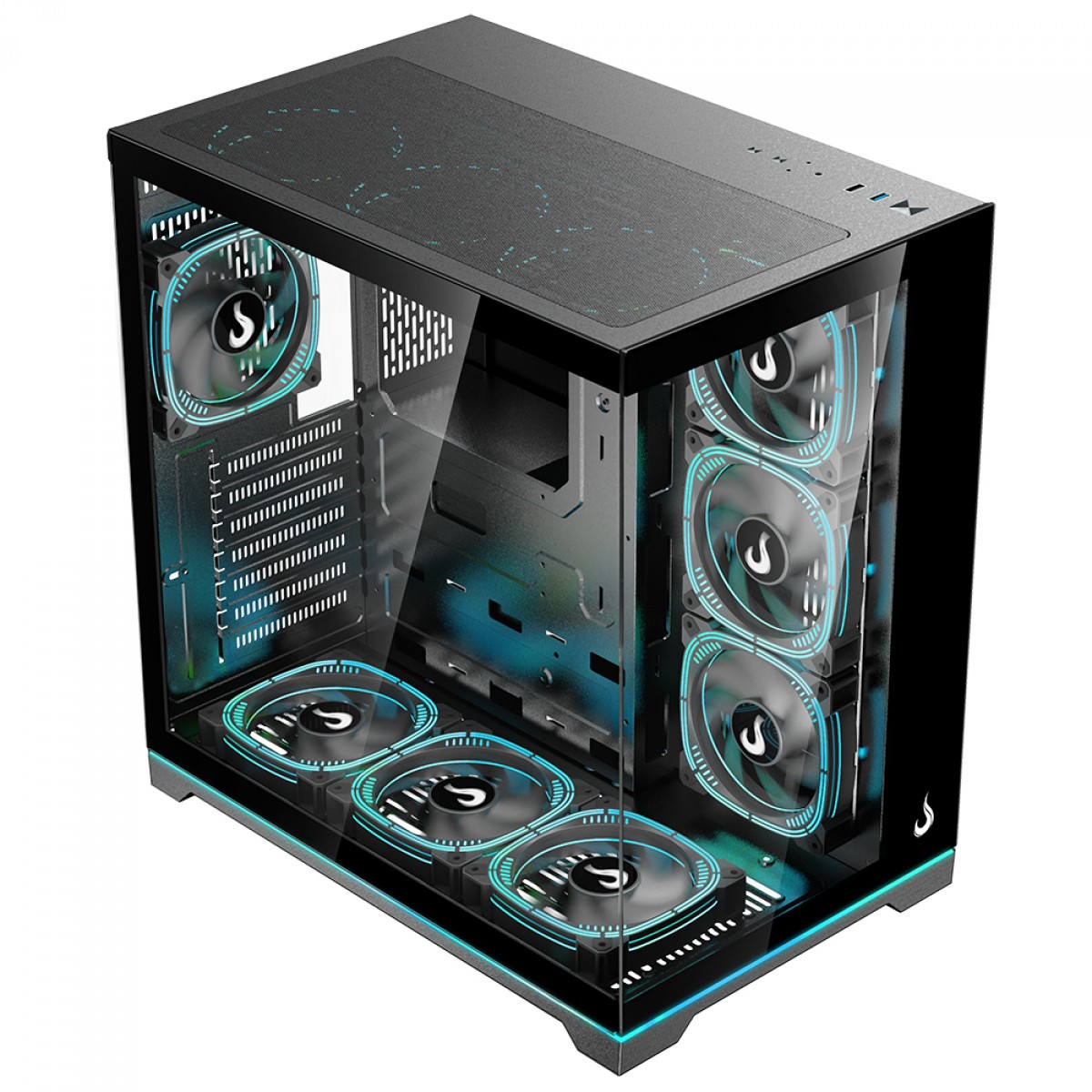 Gabinete Gamer Rise Mode Galaxy Glass Standard V2 Led ARGB, Mid Tower, Vidro Temperado, ATX, Sem Fonte, Sem Fan, Preto, RM-GA-GGST2L-FB