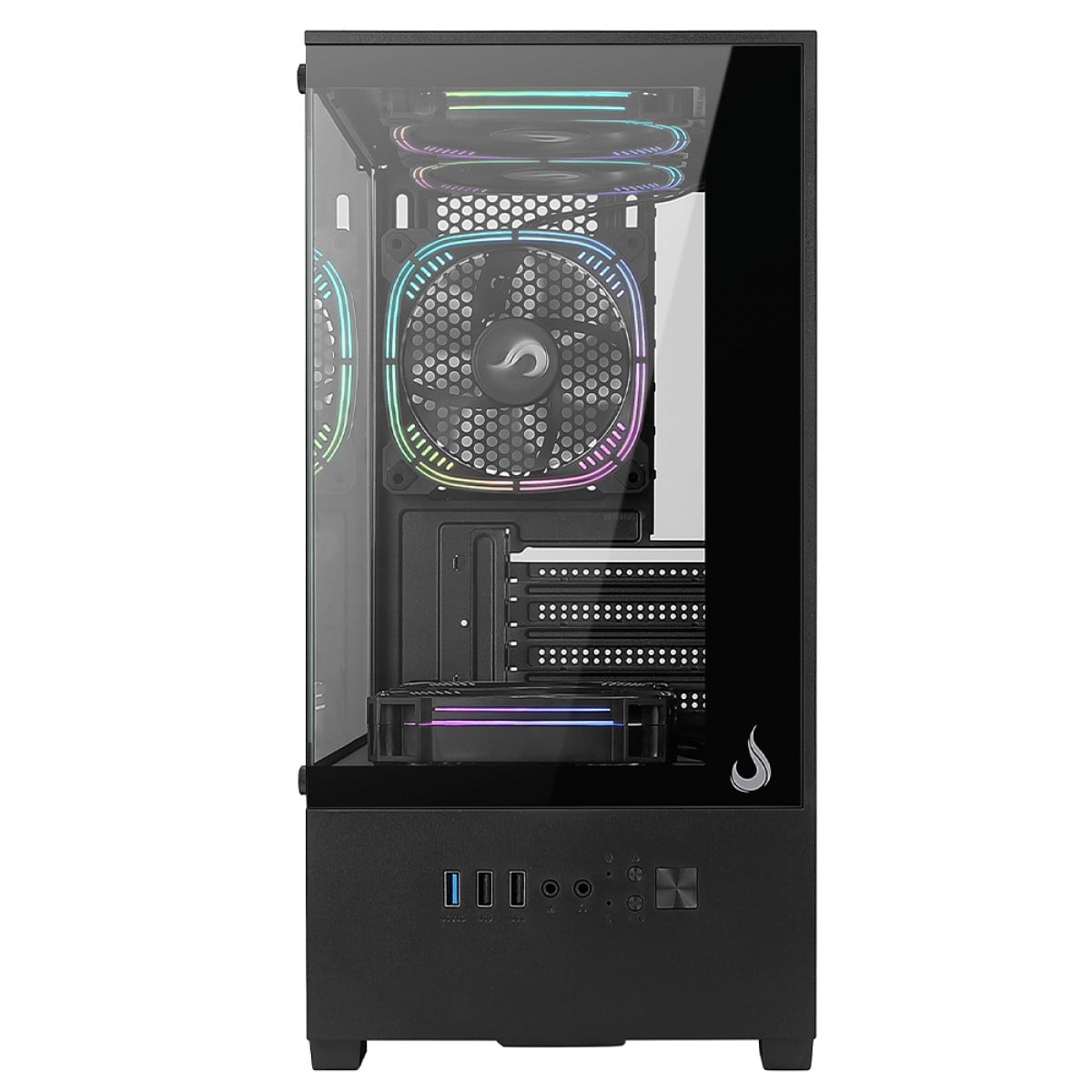 Gabinete Gamer Rise Mode Prisma Glass 01, Mid Tower, Vidro Temperado, mATX, Sem Fonte, Sem Fan, Preto, RM-CA-PRS-01-FB