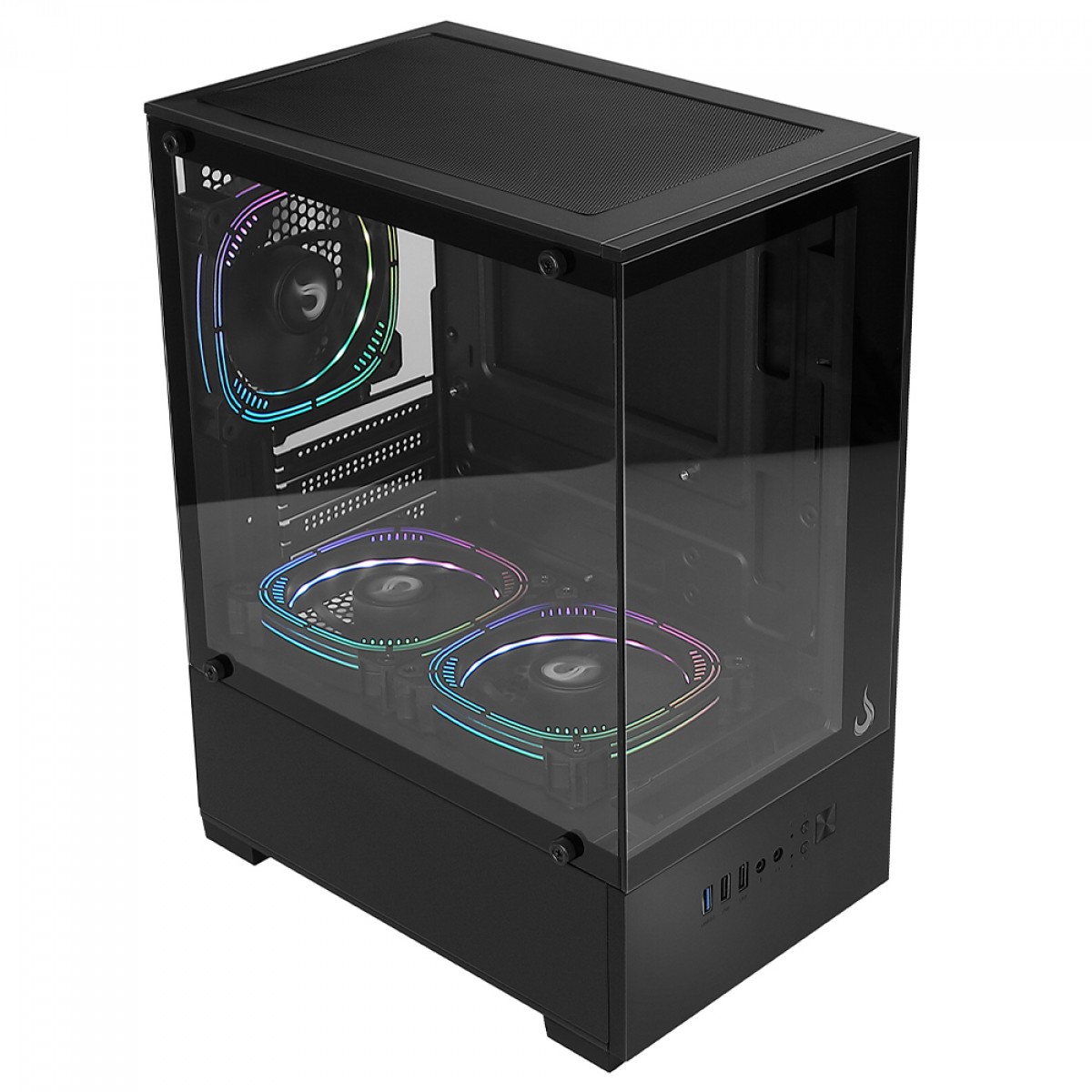 Gabinete Gamer Rise Mode Prisma Glass 01, Mid Tower, Vidro Temperado, mATX, Sem Fonte, Sem Fan, Preto, RM-CA-PRS-01-FB