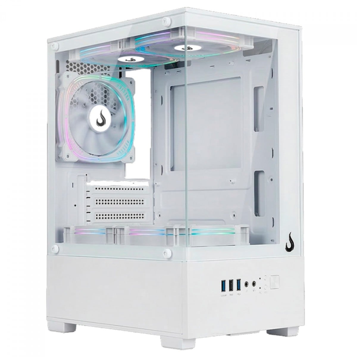 Gabinete Gamer Rise Mode Prisma Glass 01 White, Mid Tower, Vidro Temperado, mATX, Sem Fonte, Sem Fan, Branco, RM-CA-PRS-01-FW