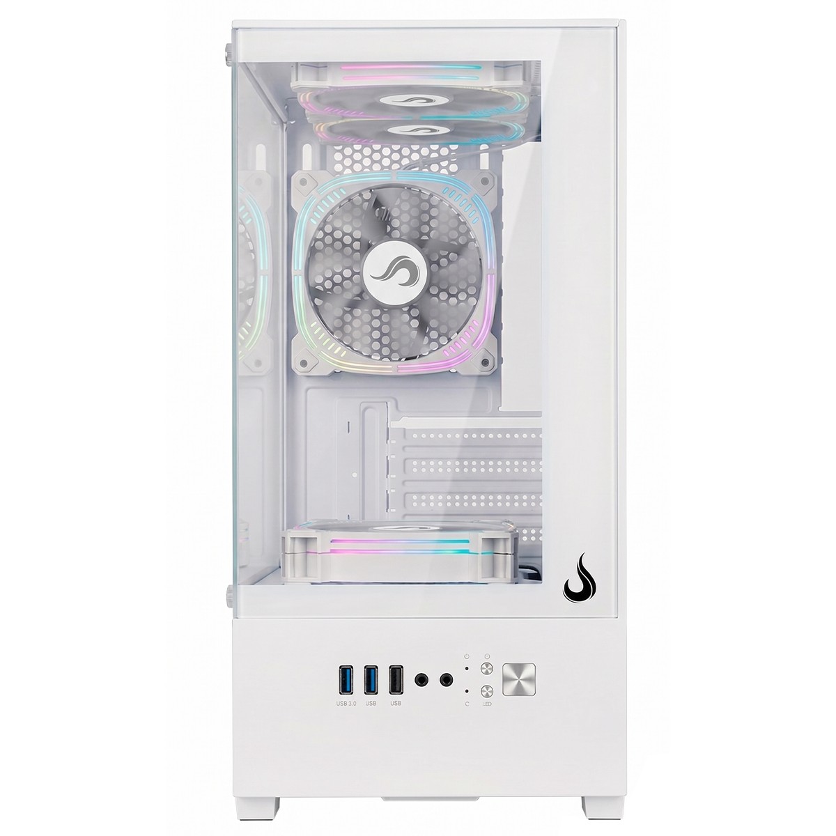 Gabinete Gamer Rise Mode Prisma Glass 01 White, Mid Tower, Vidro Temperado, mATX, Sem Fonte, Sem Fan, Branco, RM-CA-PRS-01-FW