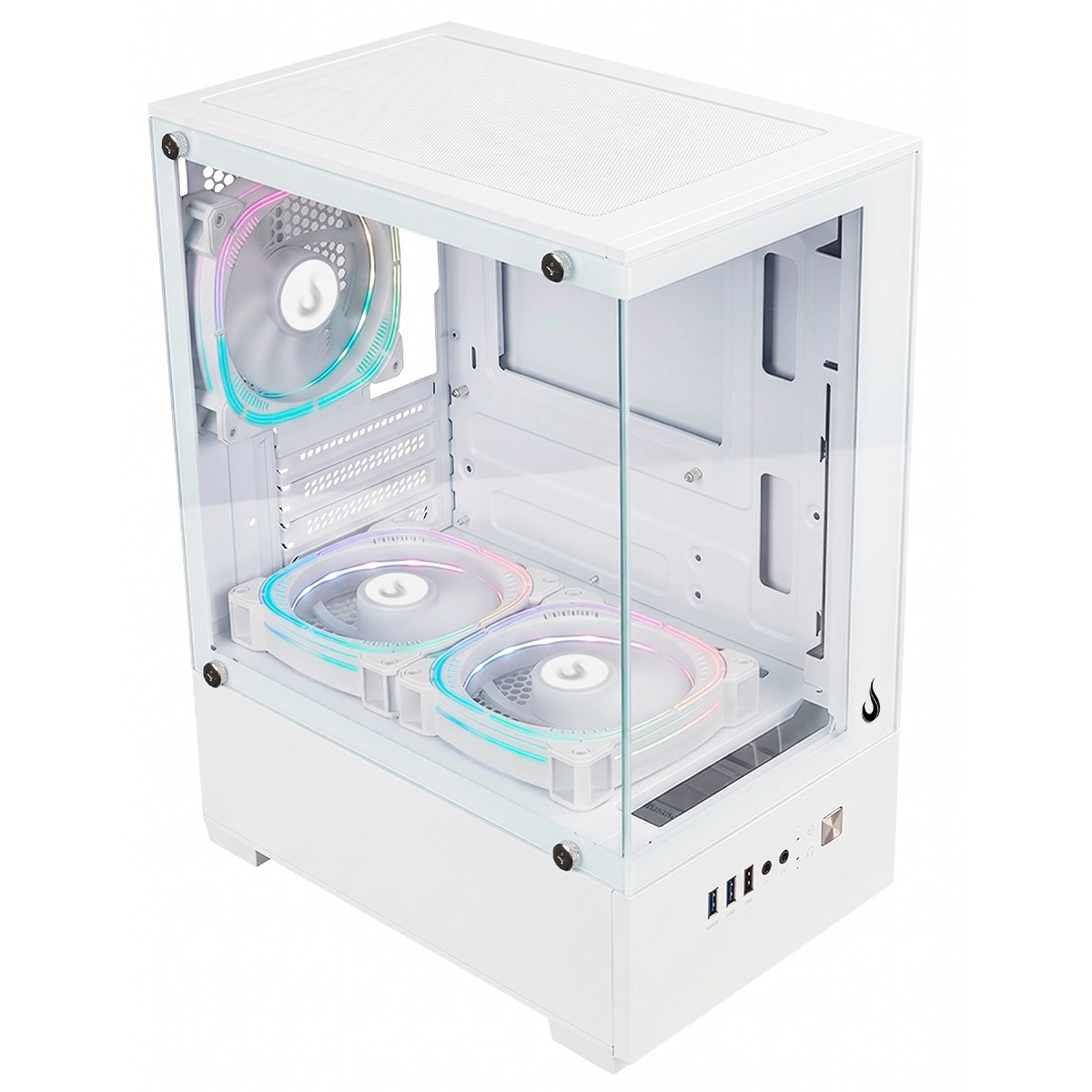 Gabinete Gamer Rise Mode Prisma Glass 01 White, Mid Tower, Vidro Temperado, mATX, Sem Fonte, Sem Fan, Branco, RM-CA-PRS-01-FW