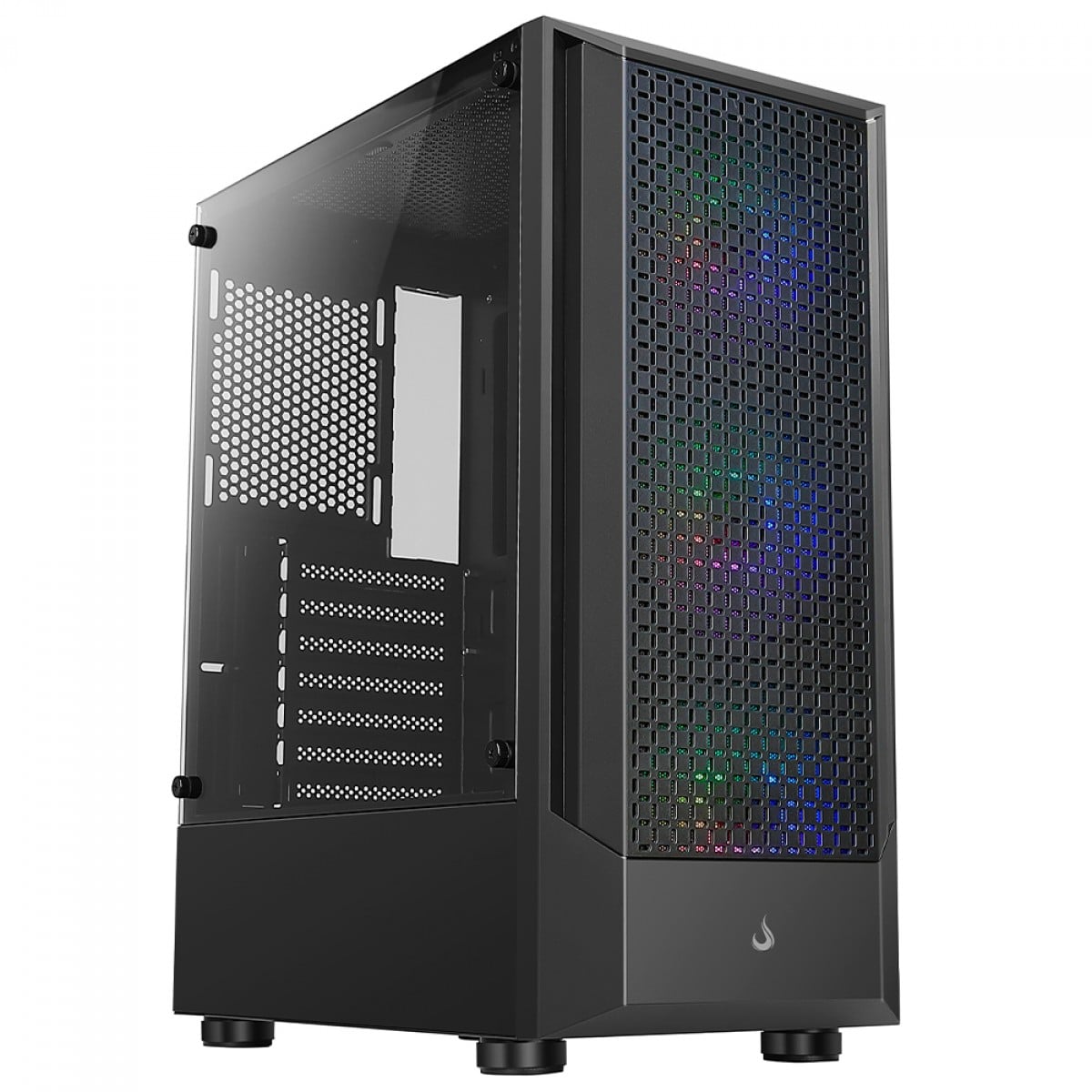 Gabinete Gamer Rise Mode Wave, Mid Tower, Vidro Temperado, ATX, Sem Fonte, Com 3 Fans, Preto, RM-WA-FB-ARGB