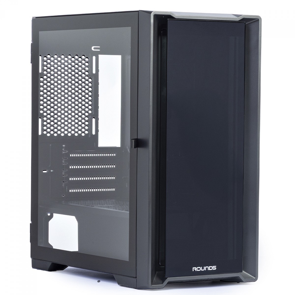Gabinete Gamer Round5 Astra Black, Mid Tower, Lateral de Vidro, mATX, Sem Fans, Preto, R5-ASTRA-B-2185