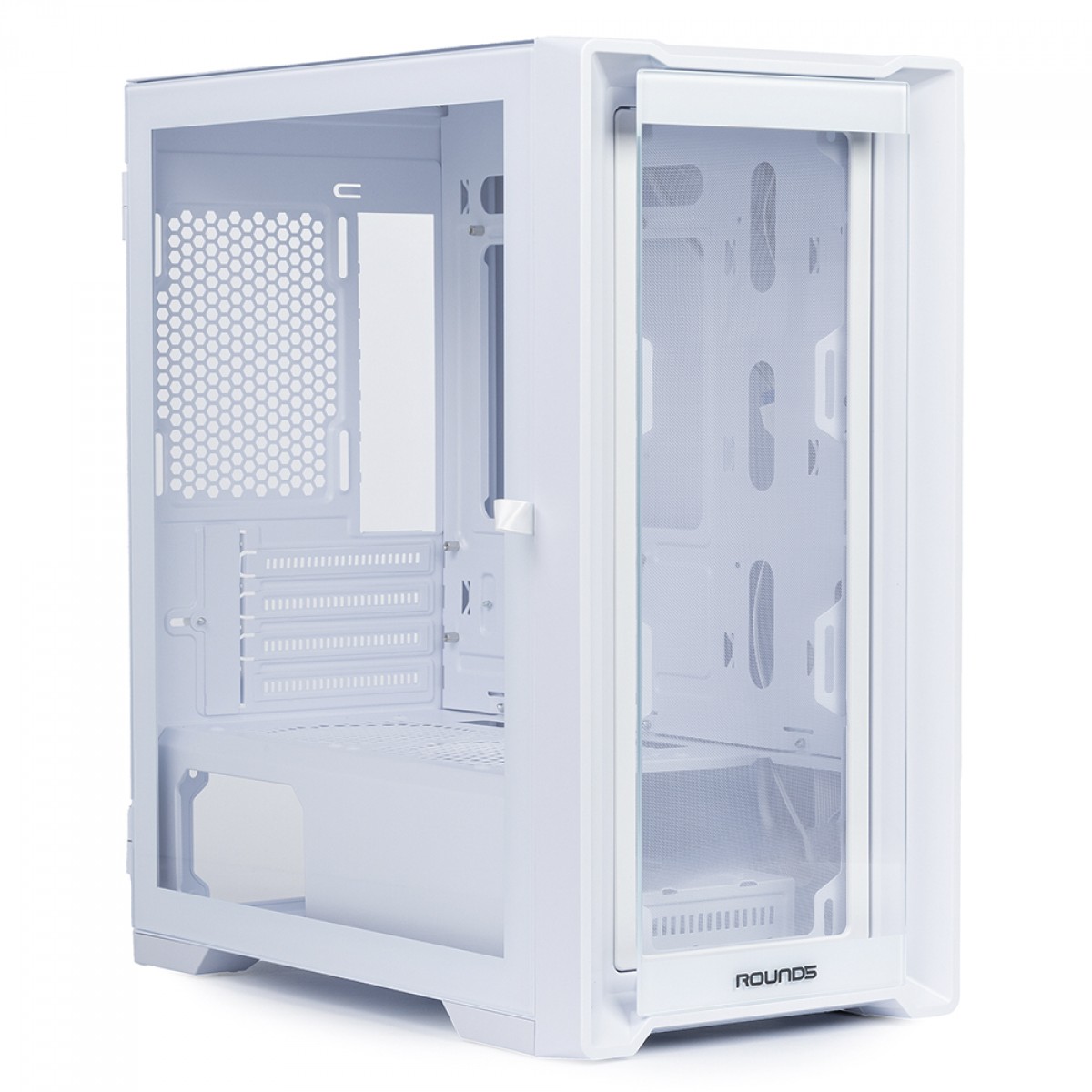 Gabinete Gamer Round5 Astra White, Mid Tower, Lateral de Vidro, mATX, Sem Fans, Branco, R5-ASTRA-W-2186