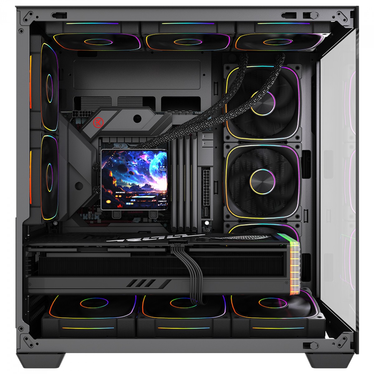 Gabinete Gamer Round5 Asuka Black, Mid Tower, Lateral e Frontal de Vidro, ATX, Sem Fans, Preto, R5-ASUKA-B-2251