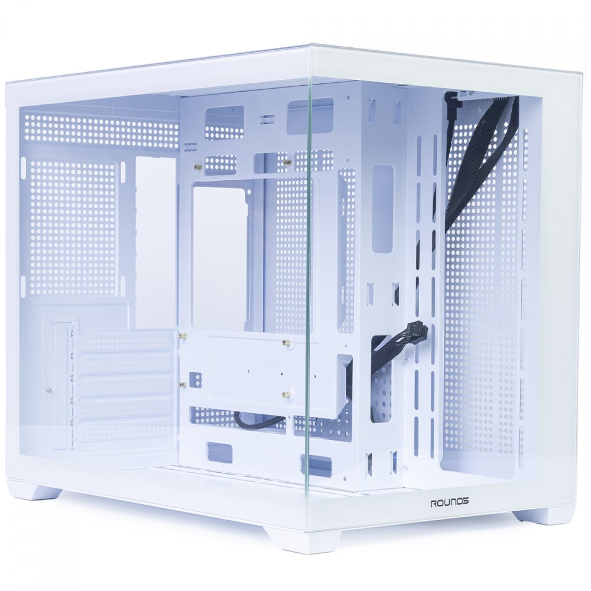 Gabinete Gamer Round5 Blast White, Aquário, Mini Tower, Lateral de Vidro, mATX, Sem Fans, Branco, R5-BLAST-W-2188