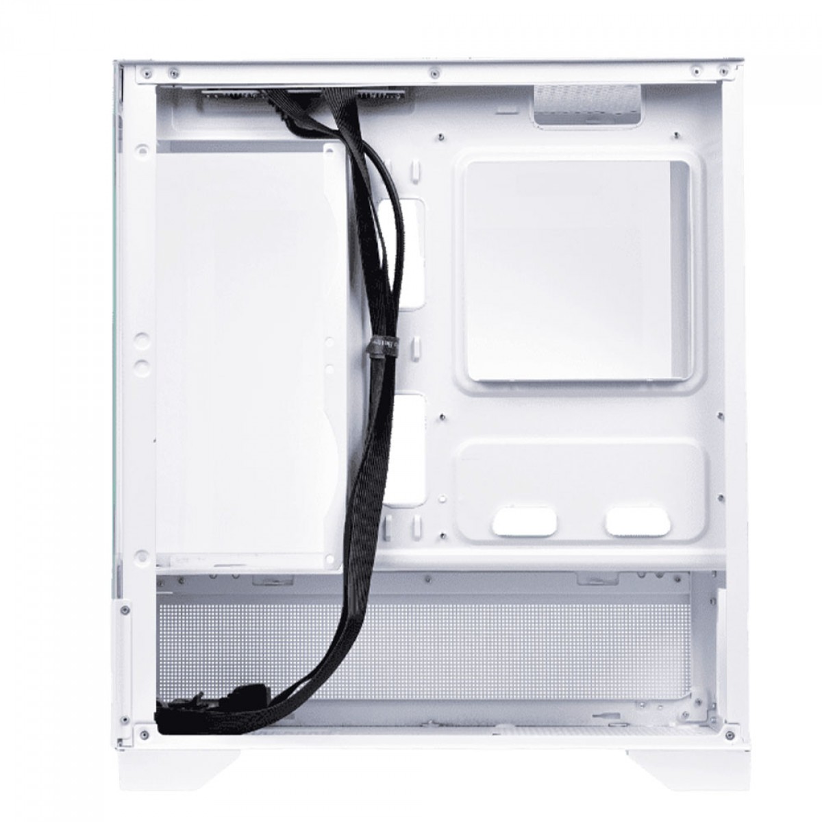 Gabinete Gamer Round5 Draven White, Mid Tower, Lateral e Frontal de Vidro, M-ATX, Sem Fans, Branco, R5-DRAVEN-W-2182