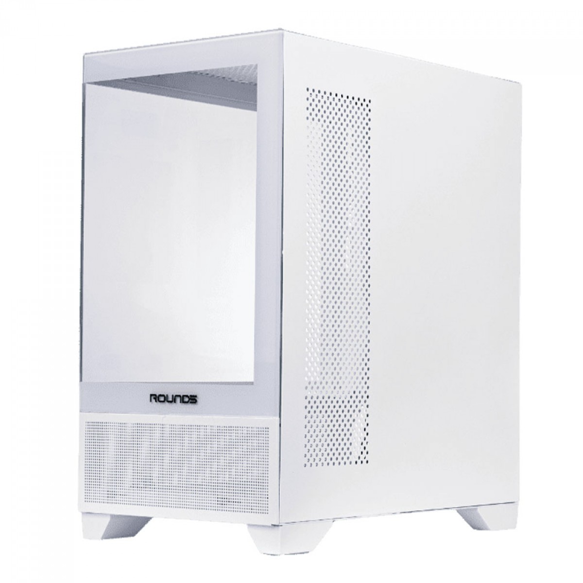 Gabinete Gamer Round5 Draven White, Mid Tower, Lateral e Frontal de Vidro, M-ATX, Sem Fans, Branco, R5-DRAVEN-W-2182