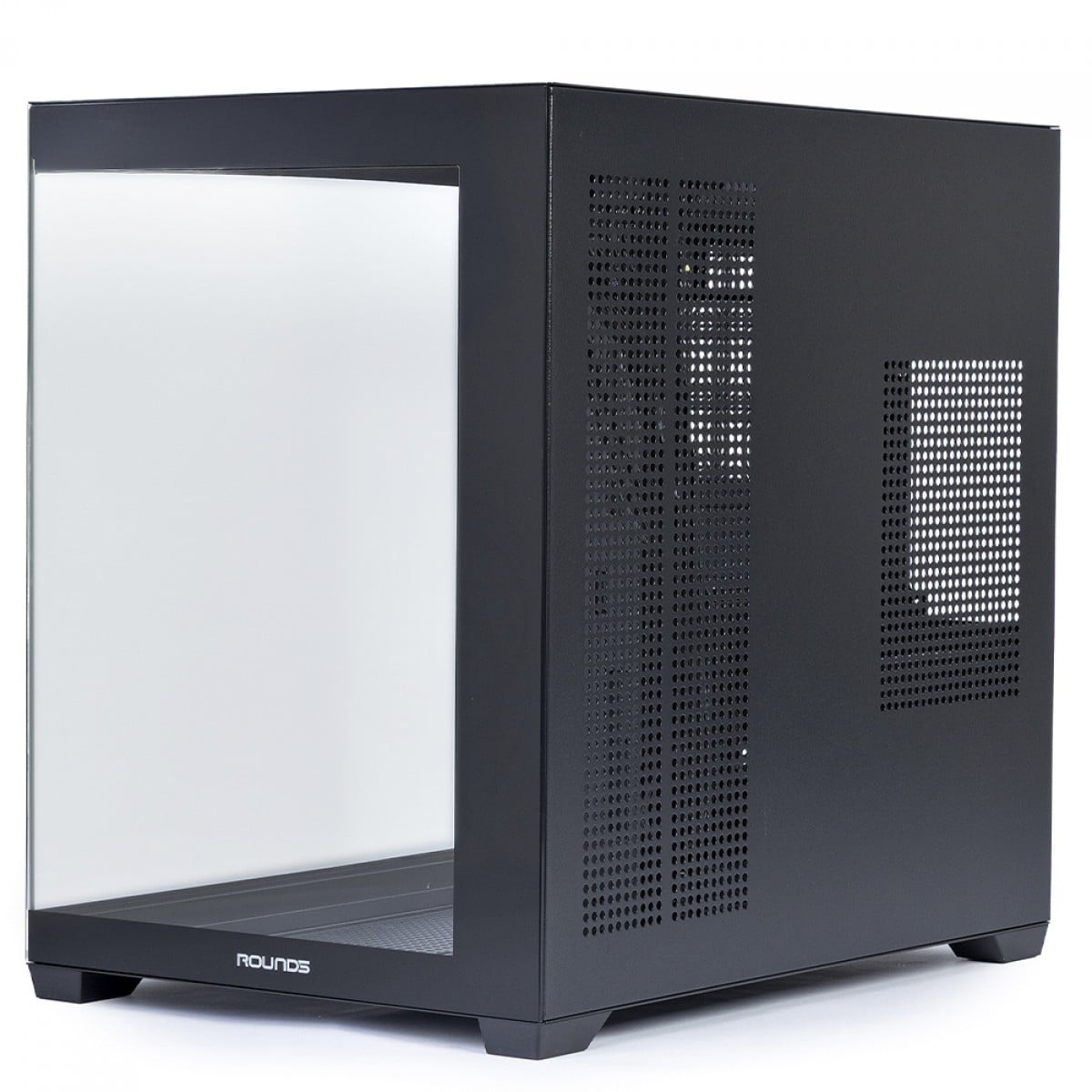 Gabinete Gamer Round5 Genos Black, Aquário, Mid Tower, Lateral de Vidro, ATX, Sem Fans, Preto, R5-GENOS-B-2189