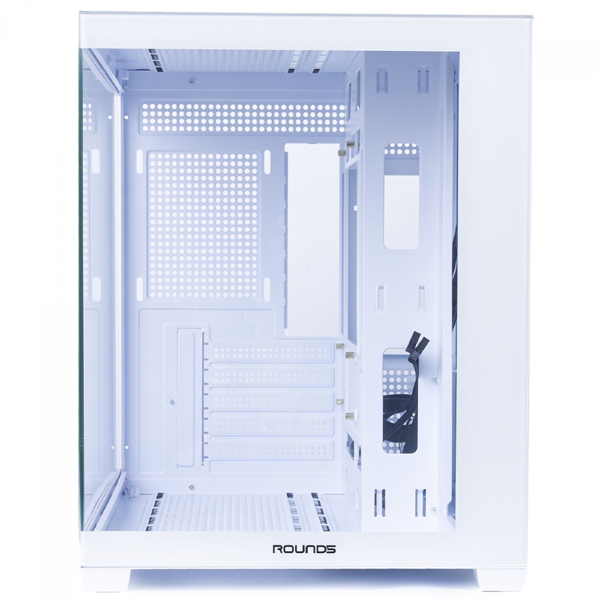 Gabinete Gamer Round5 Genos White, Aquário, Mid Tower, Lateral de Vidro, ATX, Sem Fans, Branco, R5-GENOS-W-2190