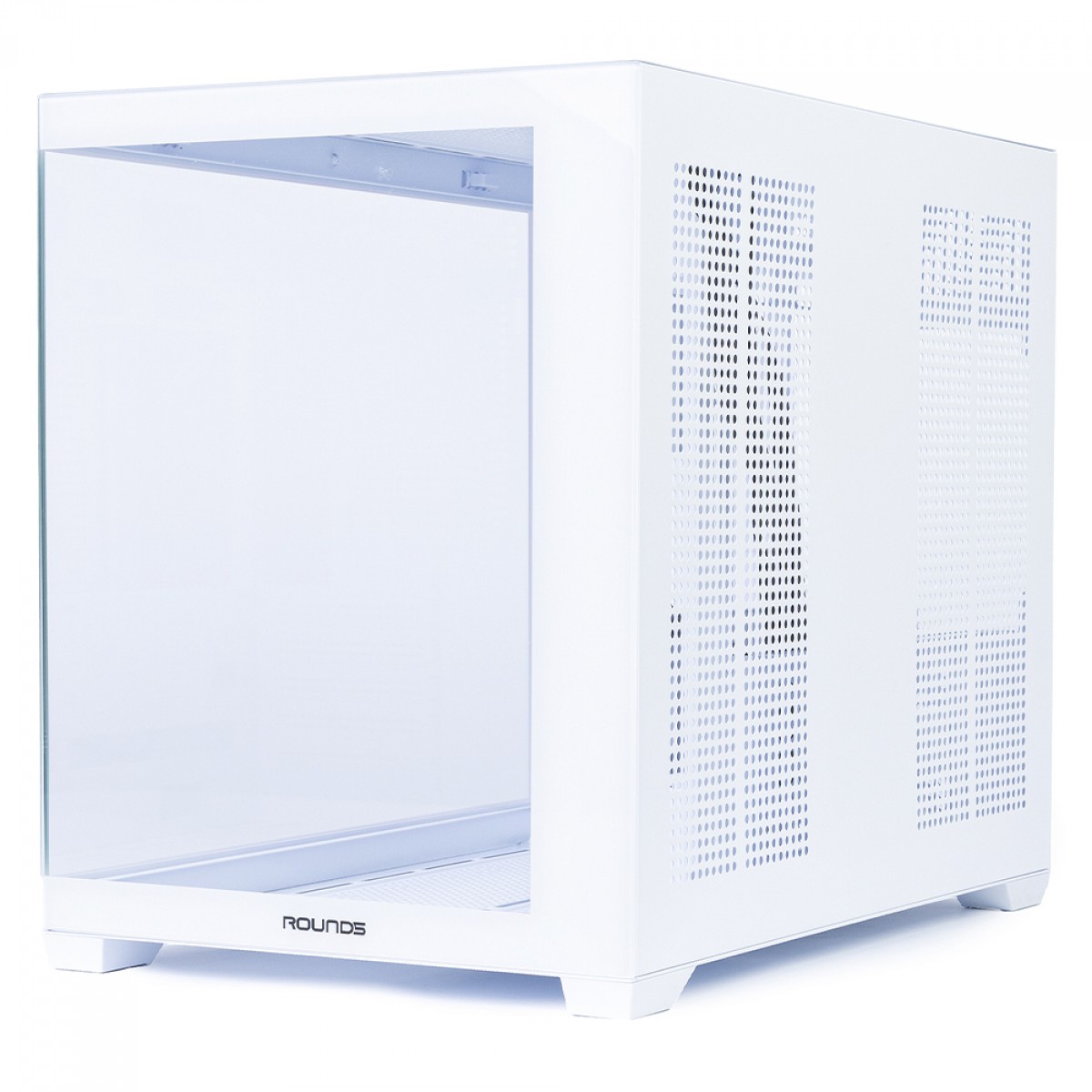 Gabinete Gamer Round5 Genos White, Aquário, Mid Tower, Lateral de Vidro, ATX, Sem Fans, Branco, R5-GENOS-W-2190