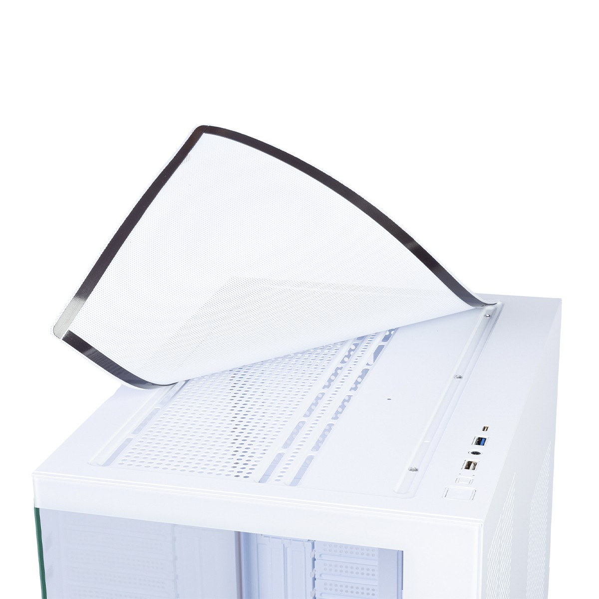 Gabinete Gamer Round5 Genos White, Aquário, Mid Tower, Lateral de Vidro, ATX, Sem Fans, Branco, R5-GENOS-W-2190