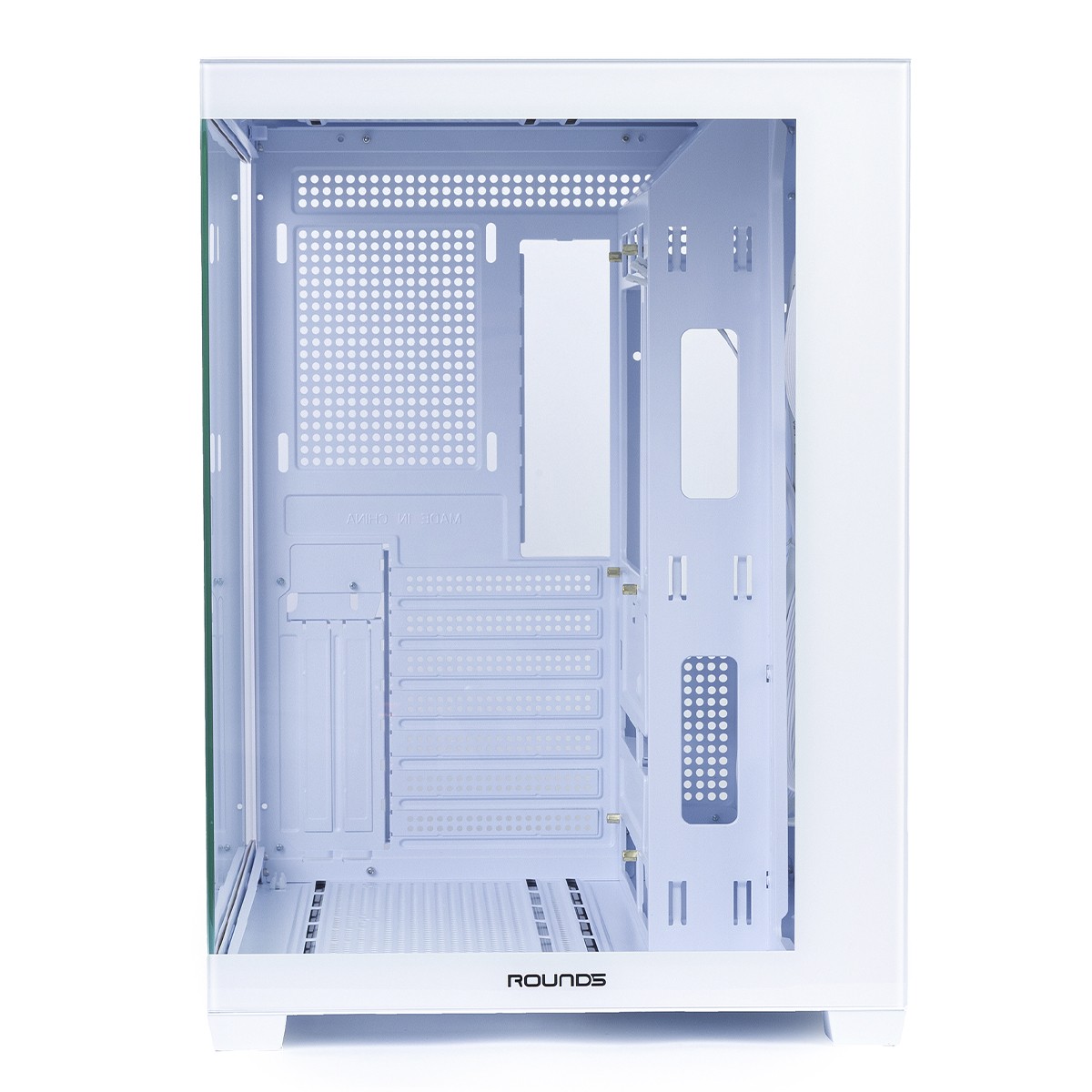 Gabinete Gamer Round5 Genos White, Aquário, Mid Tower, Lateral de Vidro, ATX, Sem Fans, Branco, R5-GENOS-W-2190
