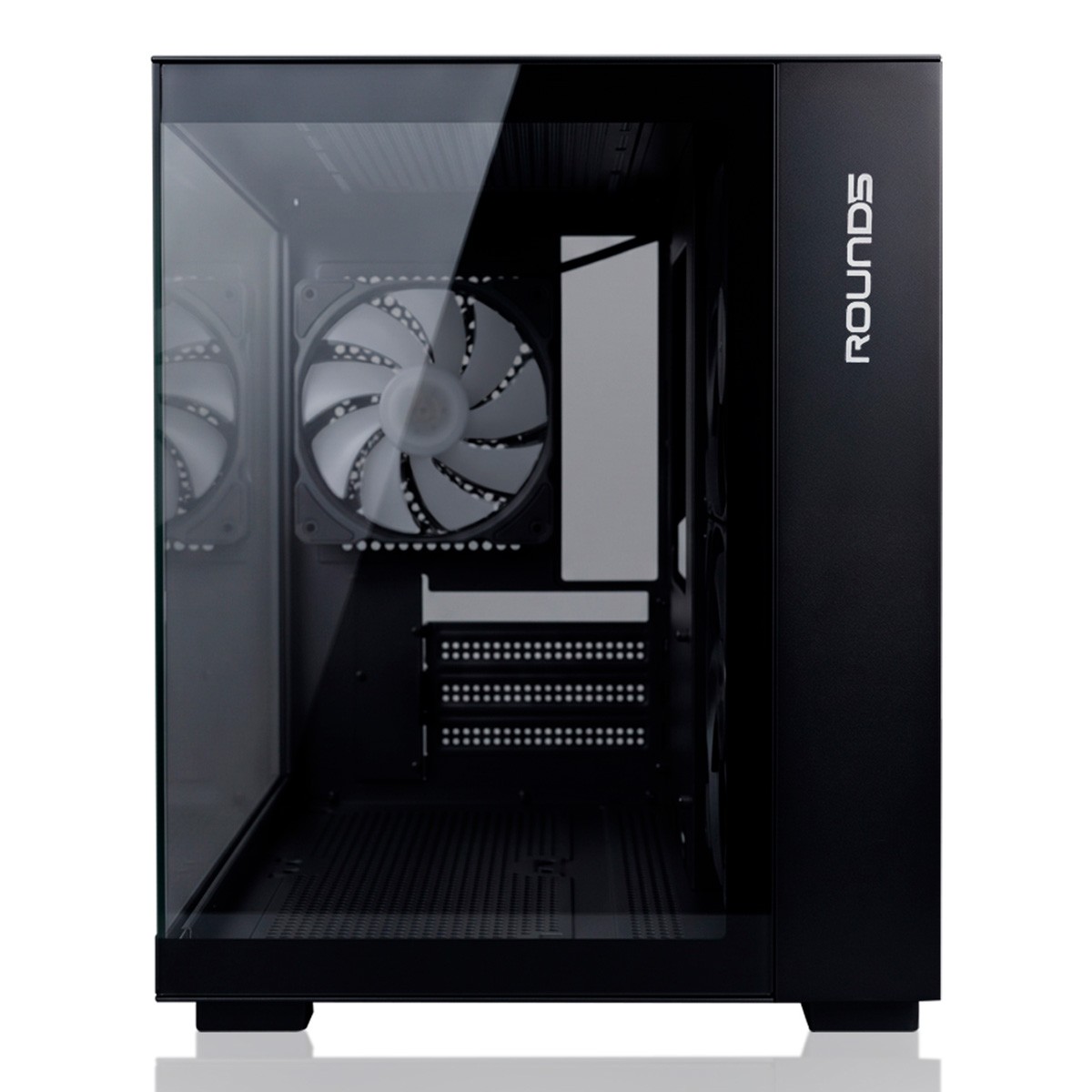 Gabinete Gamer Round5 Stinger Black, Aquário, Mini Tower, Vidro Temperado, mATX, Com 3 Fans, Preto, R5-STINGER-W-2302