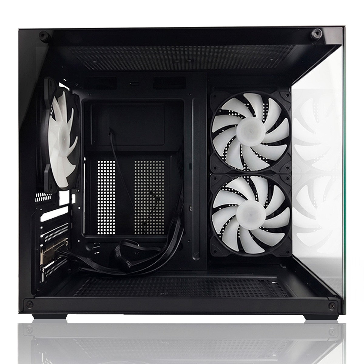Gabinete Gamer Round5 Stinger Black, Aquário, Mini Tower, Vidro Temperado, mATX, Com 3 Fans, Preto, R5-STINGER-W-2302