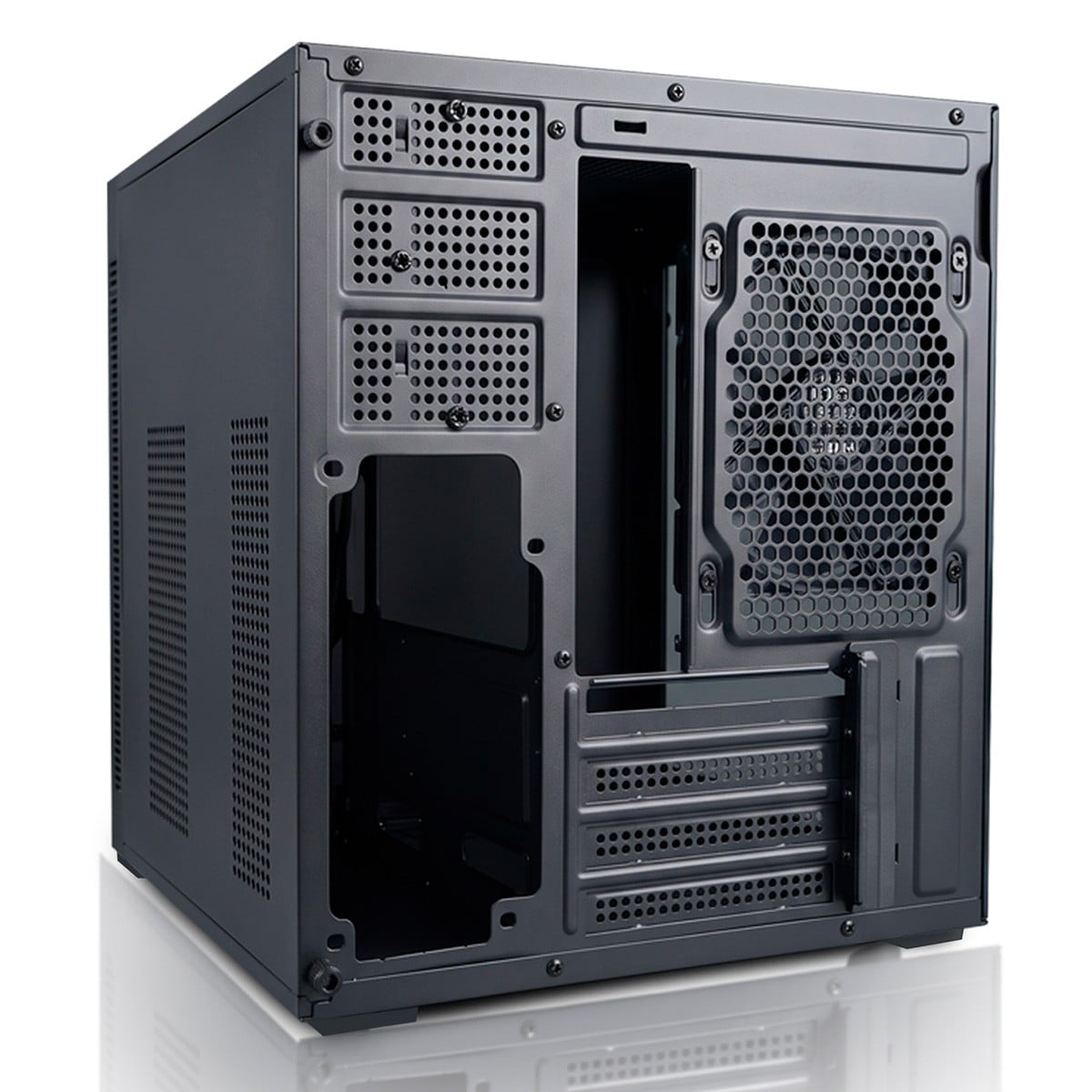 Gabinete Gamer Round5 Stinger Black, Aquário, Mini Tower, Vidro Temperado, mATX, Com 3 Fans, Preto, R5-STINGER-W-2302
