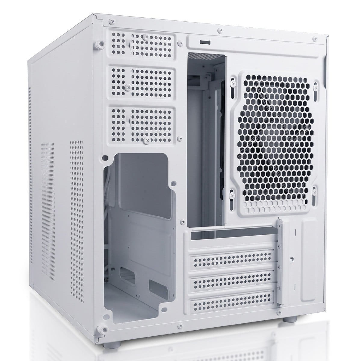 Gabinete Gamer Round5 Stinger White, Aquário, Mini Tower, Vidro Temperado, mATX, Com 3 Fans, Branco, R5-STINGER-W-2303