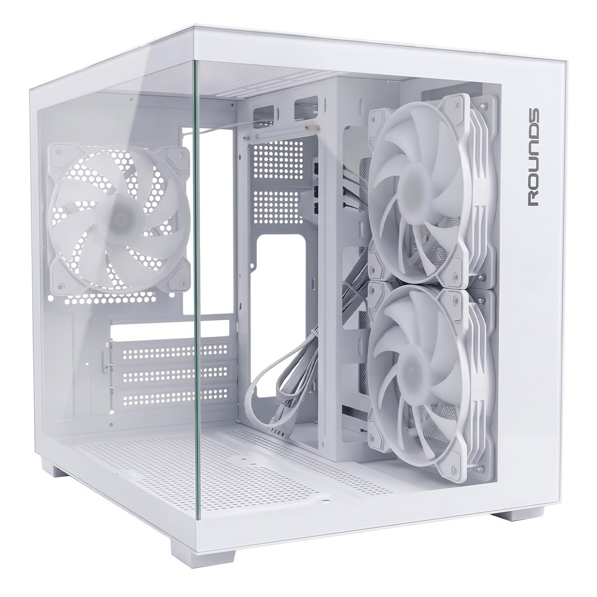 Gabinete Gamer Round5 Stinger White, Aquário, Mini Tower, Vidro Temperado, mATX, Com 3 Fans, Branco, R5-STINGER-W-2303