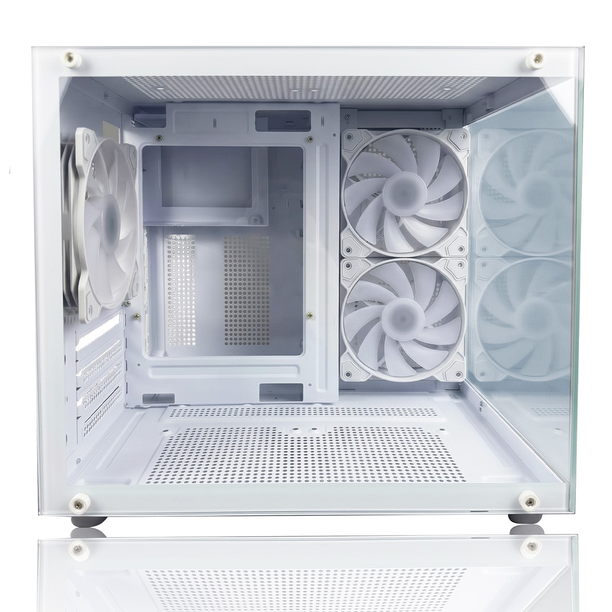 Gabinete Gamer Round5 Stinger White, Aquário, Mini Tower, Vidro Temperado, mATX, Com 3 Fans, Branco, R5-STINGER-W-2303