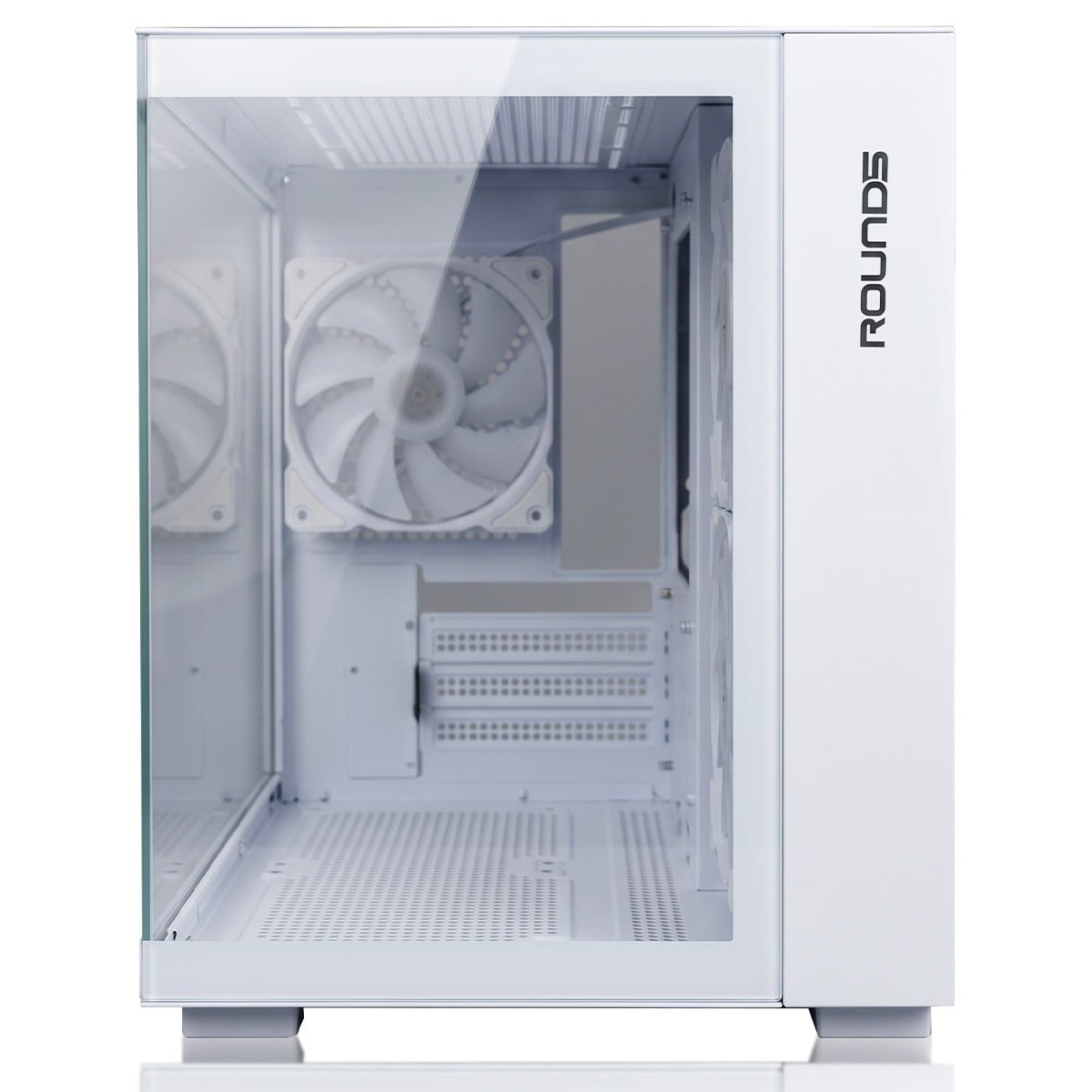 Gabinete Gamer Round5 Stinger White, Aquário, Mini Tower, Vidro Temperado, mATX, Com 3 Fans, Branco, R5-STINGER-W-2303