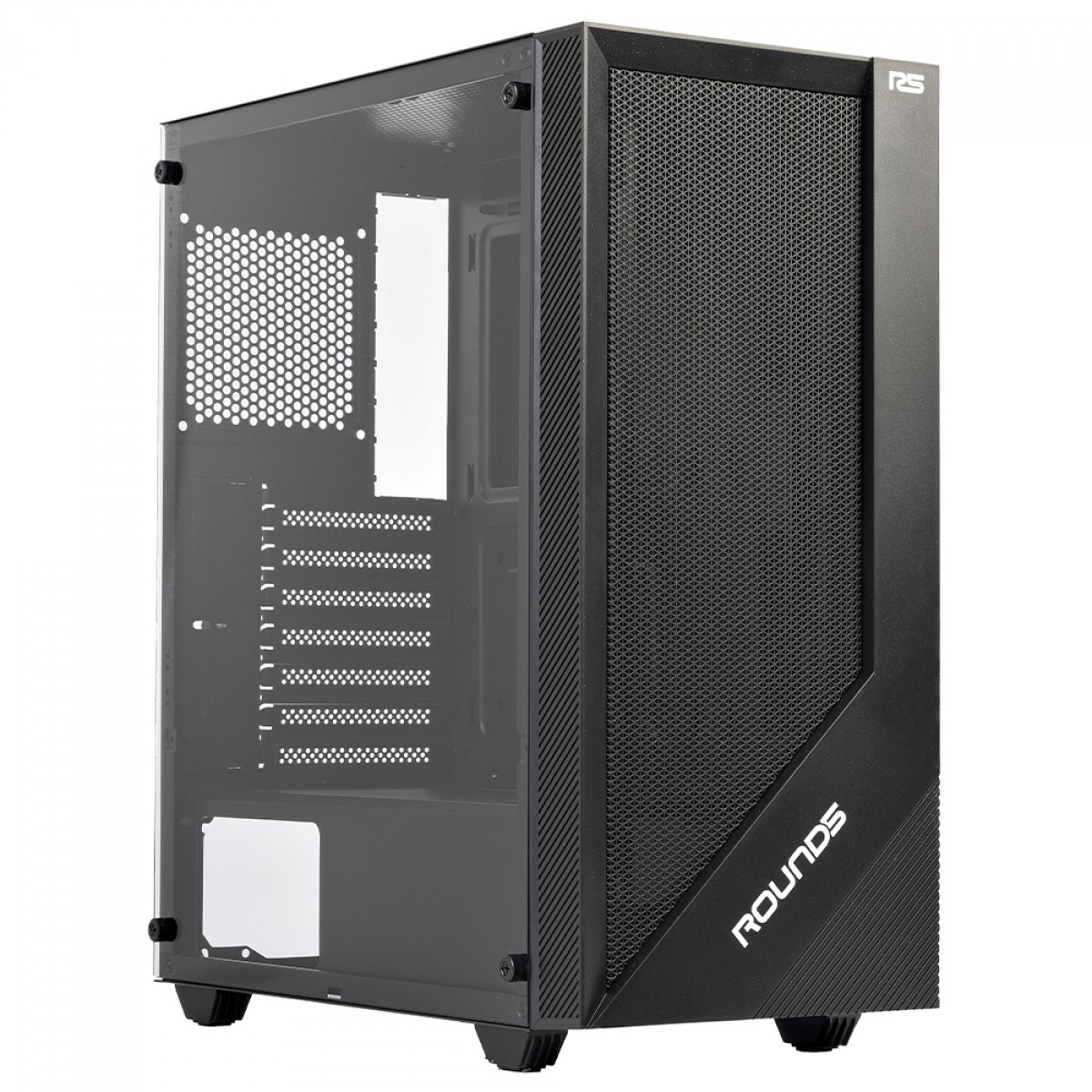Gabinete Gamer Round5 Syndra Black, Mid Tower, Lateral de Vidro, ATX, Sem Fans, Preto, R5-SYNDRA-B-2183